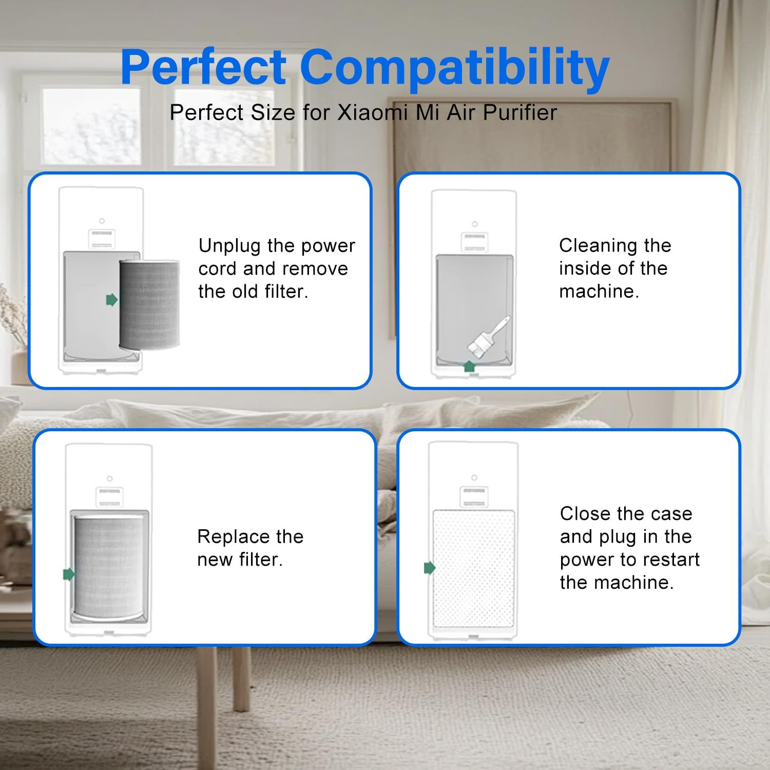 HEPA Activated Carbon Replacement Filter for Xiaomi Mi Air Purifier 2/2H/2C/2S/2 Pro, 3/3H/3C/3 Pro, Grey image number 2