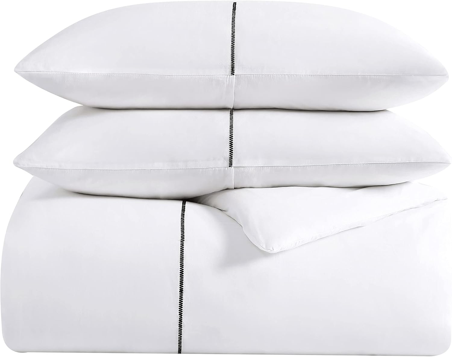 Vera Wang - Queen Duvet Cover Set, Luxury Cotton Sateen Bedding with Matching Shams, All Season Home Decor (Zig Zag White, Queen) image number 2