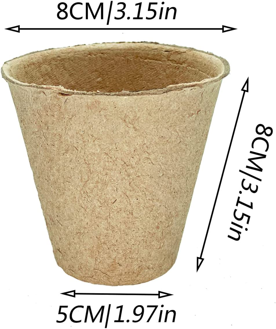 Skycabin Biodegradable Peat Pots for Seed Starting 50PCS 8CM Garden Nursery 100% Natural Plantable Seedling Pots for Plant Starters, Seedlings, Saplings, Flowers, Vegetables image number 3