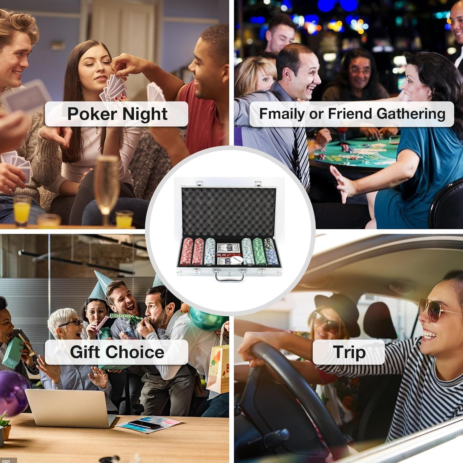 300PCS Poker Set, Complete with Cards, Chips, and Accessories, Host the Ultimate Poker Night, Perfect for Texas Home Game Nights, Blackjack or Roulette Games