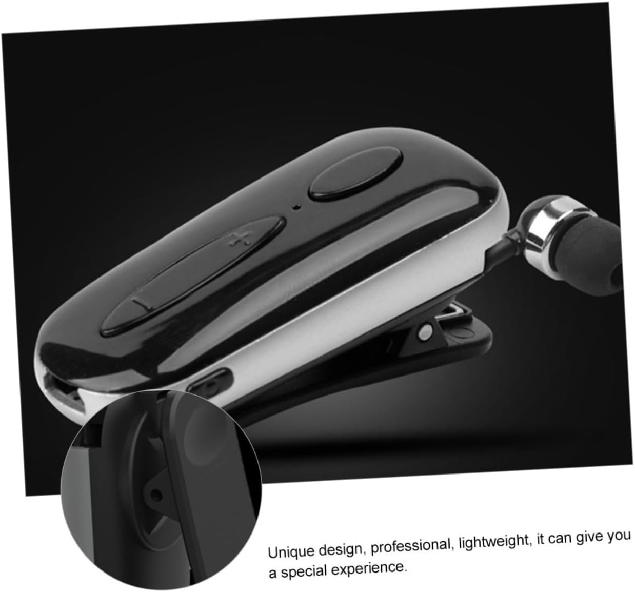 HOLIDYOYO Wireless Retractable Clip-On Wireless Earphones for Sports, Lightweight Wireless Earbuds with Microphone, Black for Running and Outdoor Fitness image number 6