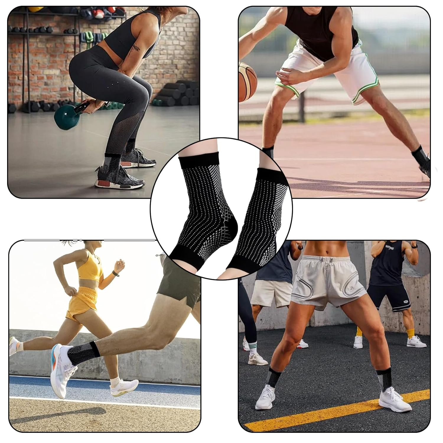 2PCS Unisex Ankle Brace Ankle Brace Ankle Joint Support Stabilizer Foot Socks Arch Support Sleeve Heel Socks Achilles Tendon Support for Pain Relief and Foot Protection Day and Night image number 3