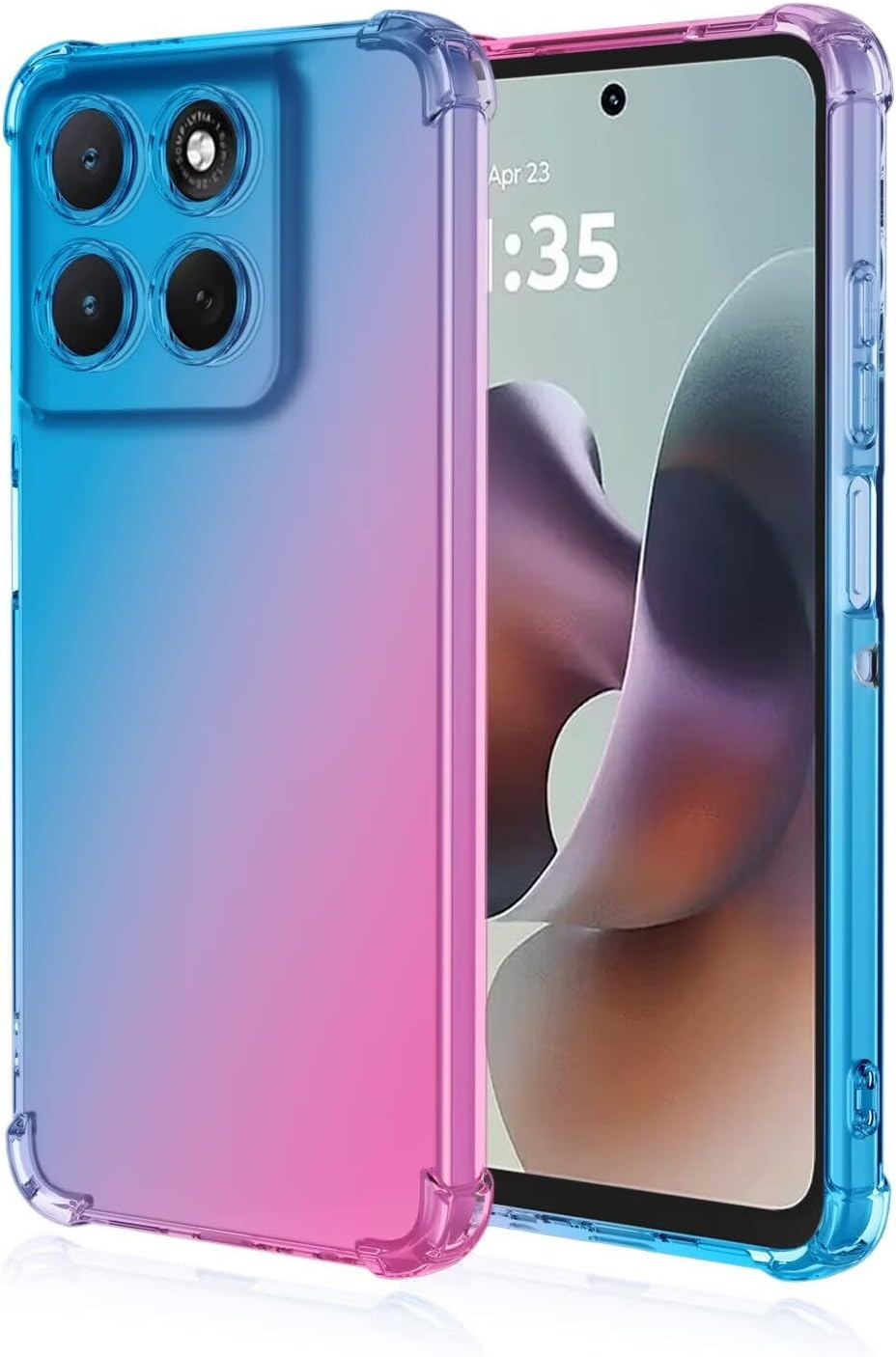 EASSGU TPU Silicone Mobile Phone Case for Motorola Moto G86 Power 5G (6.67 Inches), Transparent Gradient Case, anti Drop and Anti-Scratch Protective Case - Blue Purple