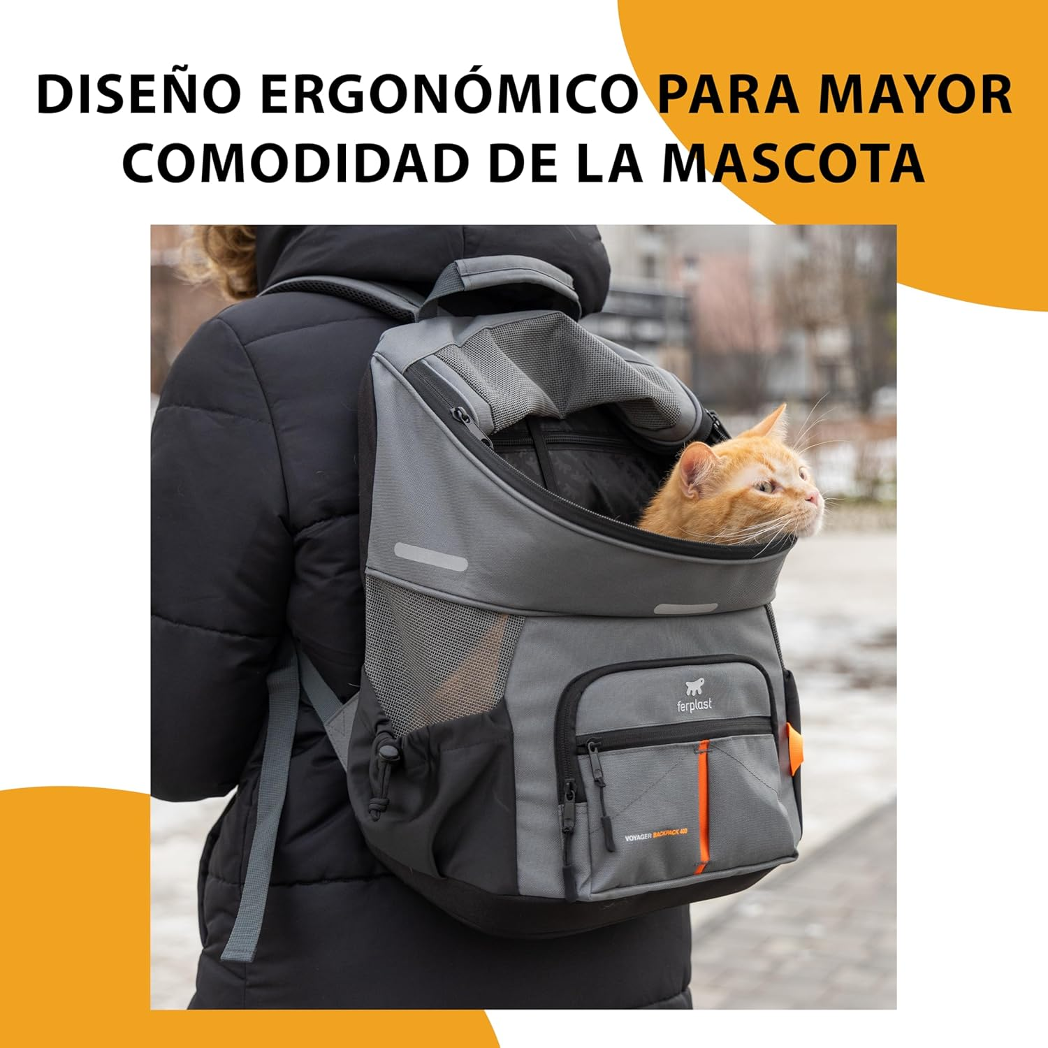 Ferplast Voyager Backpack Dog Backpack Cat Backpack Dog Bag Dog Crate Wide Mouth Adjustable Straps Seat Belt with Cushion Max 10Kg 29 X 21 X 36 H Black image number 6