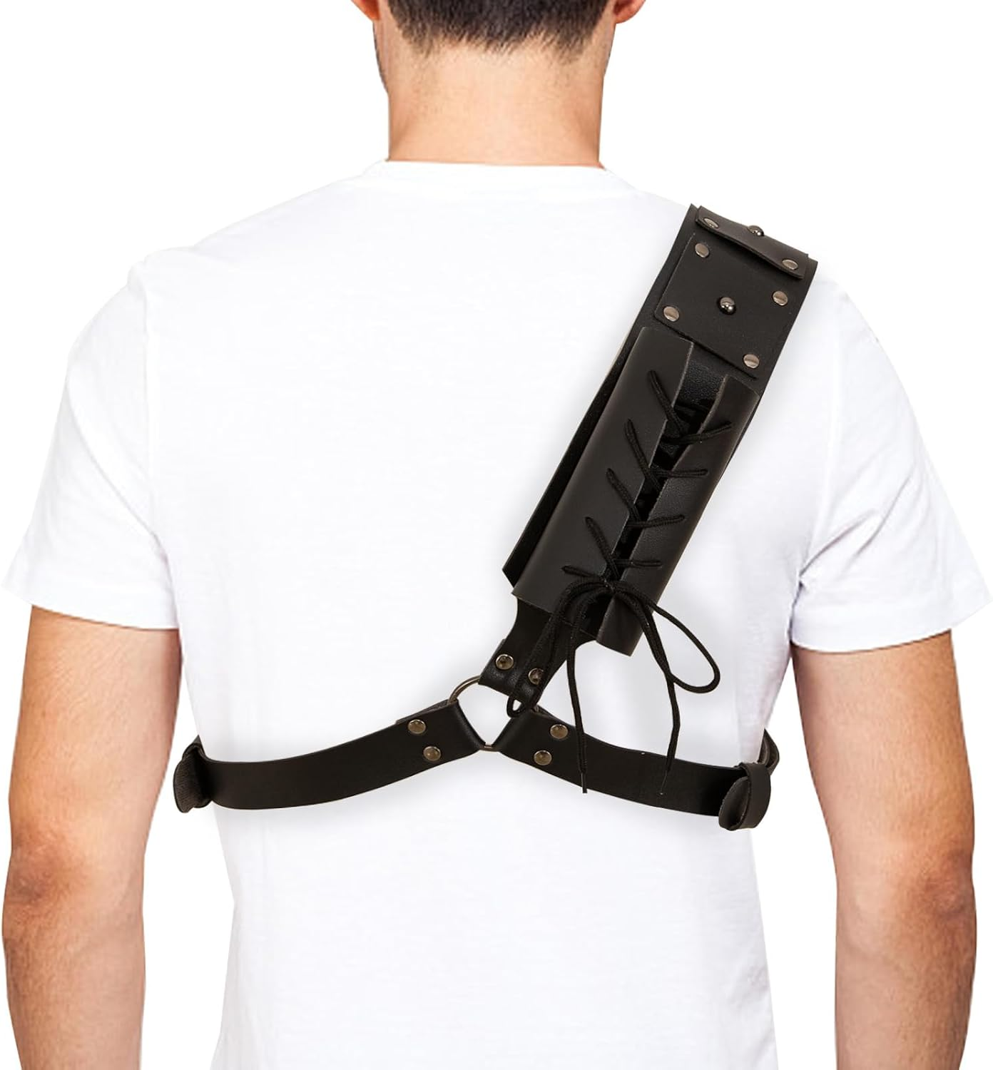 HDBHBH Medieval Sword Back Holster - Leather Shoulder Sheath for Viking Cosplay, Adjustable Sword Belt Frog Holder, Renaissance & Warrior Costume Accessory