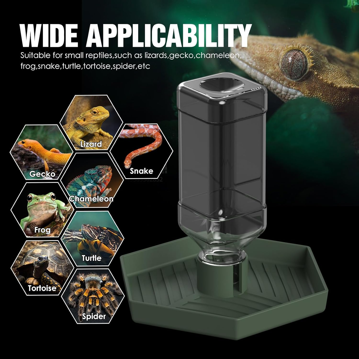 Reptile Water Dispenser-7.5 Oz(250Ml) Bearded Dragon Water Bowl - Small Water Dish for Tortoise - Bowls for Reptiles & Amphibians (L) image number 3