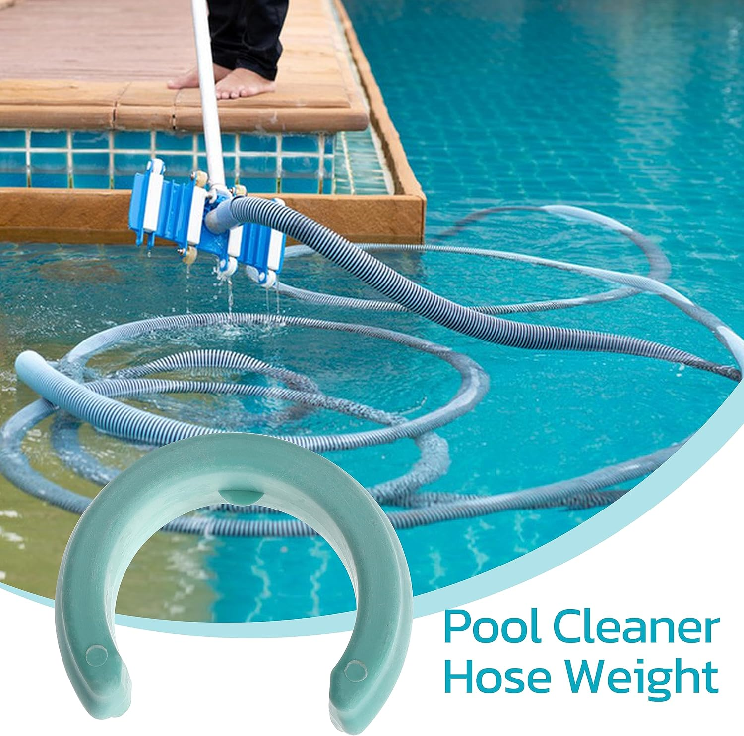 Universal Pool Hose Weight (2 Pack) - Turquoise Plastic, 4Cm Diameter, 15 Inch, Suitable for Most Pool Cleaners, Prevents Floating, Easy to Use