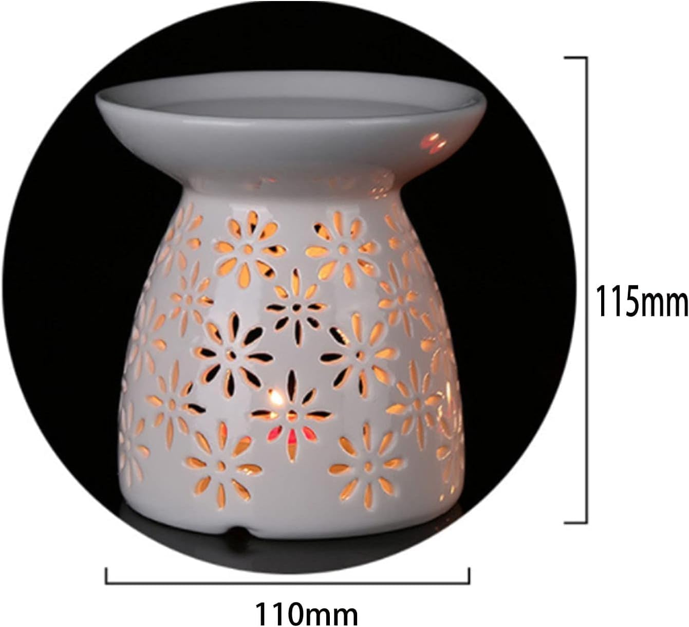 Ceramic Tealight Candle Holder White Essential Oil Burner with Candle Spoon, Incense Aroma Diffuser Furnace Candle Holder for Home Decoration image number 2