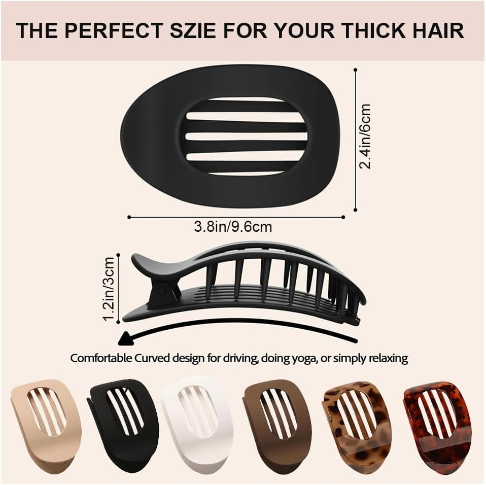 6PCS Flat Hair Clips for Women,Curved Design Hair Clips French Flat Hair Clips Hair Claws with Strong Hold and Bendable Teeth Hair Barrettes Clamps Tortoise Design image number 1