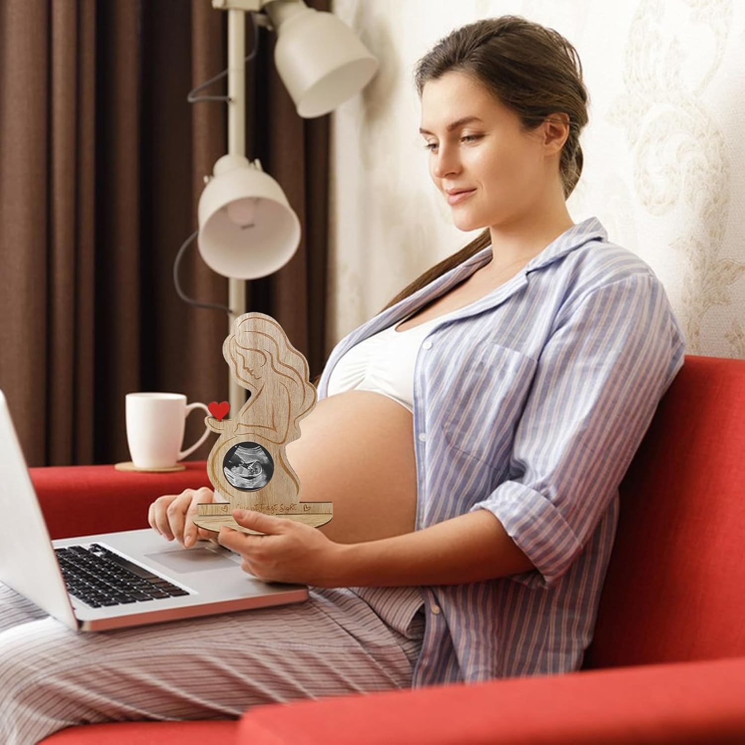 Sonogram Picture Frame - Wooden Ultrasound Photo Album | Decorative Tabletop Ornament, Baby Keepsake for Bedside Desks Tables Living Room Display image number 5