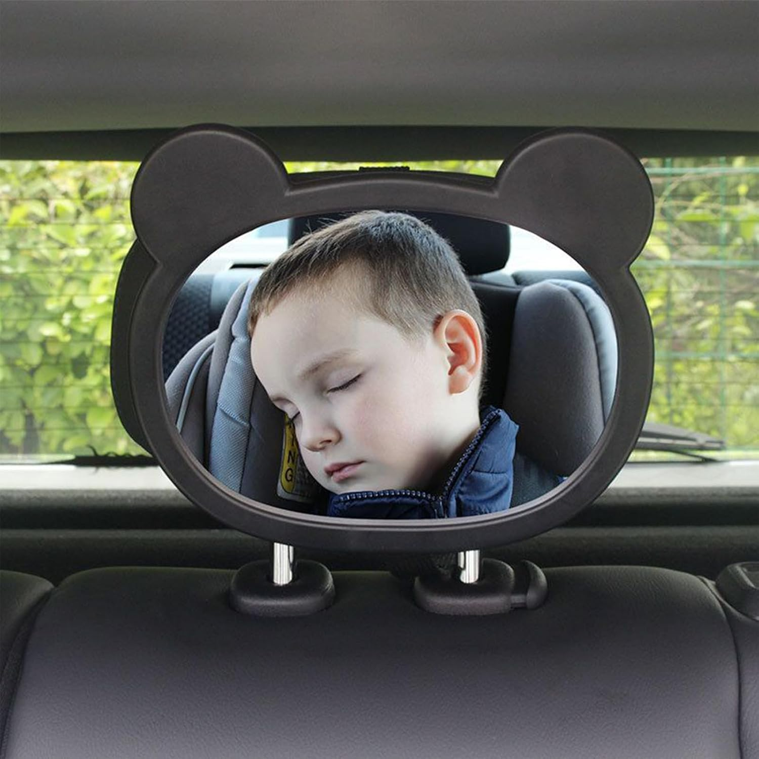 Baby Car Mirror 360 Degree Rotating | Baby Car Mirror Rear Facing,With Cartoon Frame Safety Monitor Rearview Shatterproof for Backseat Travel Registry Stroller image number 2