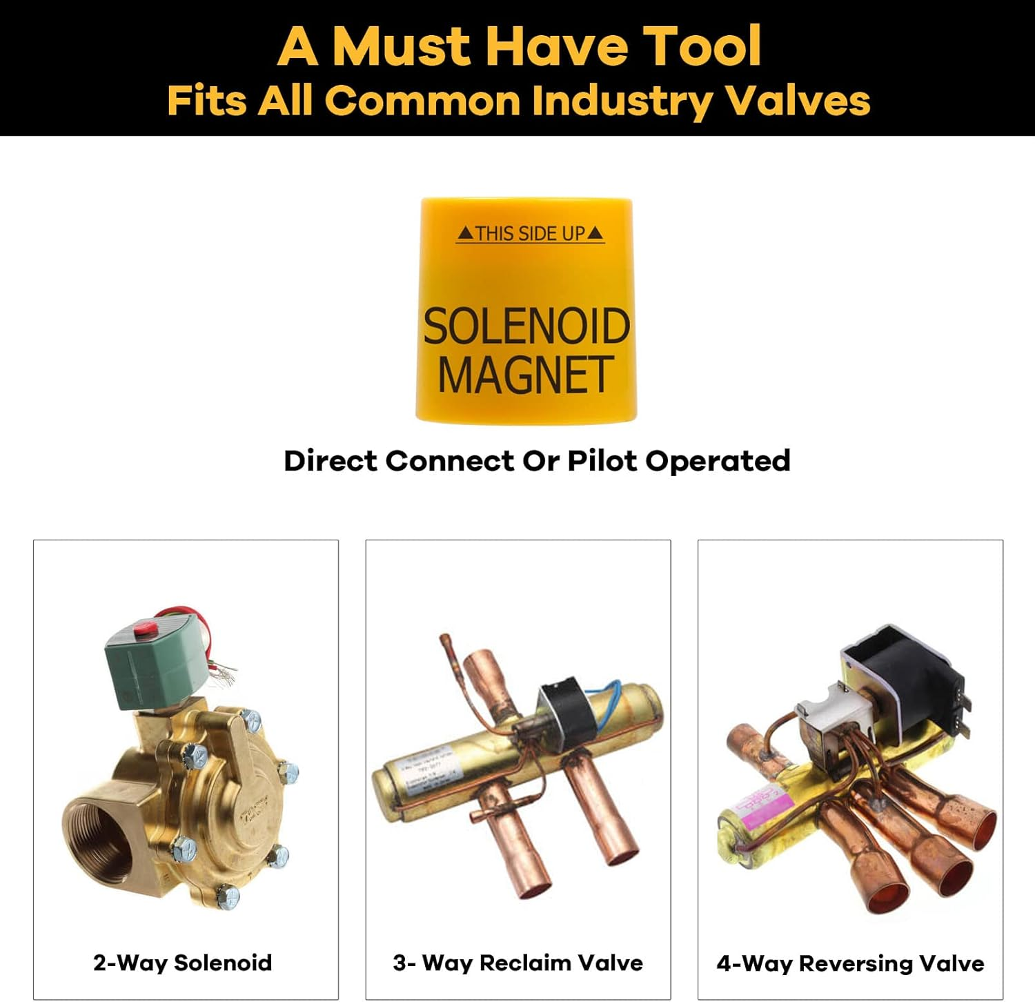 Eunidio Solenoid Valve Magnet Tool #TLMKC, Solenoid Valve Troubleshooting Magnet 18 Mm, Fits All Common Industry Valves Yellow image number 4