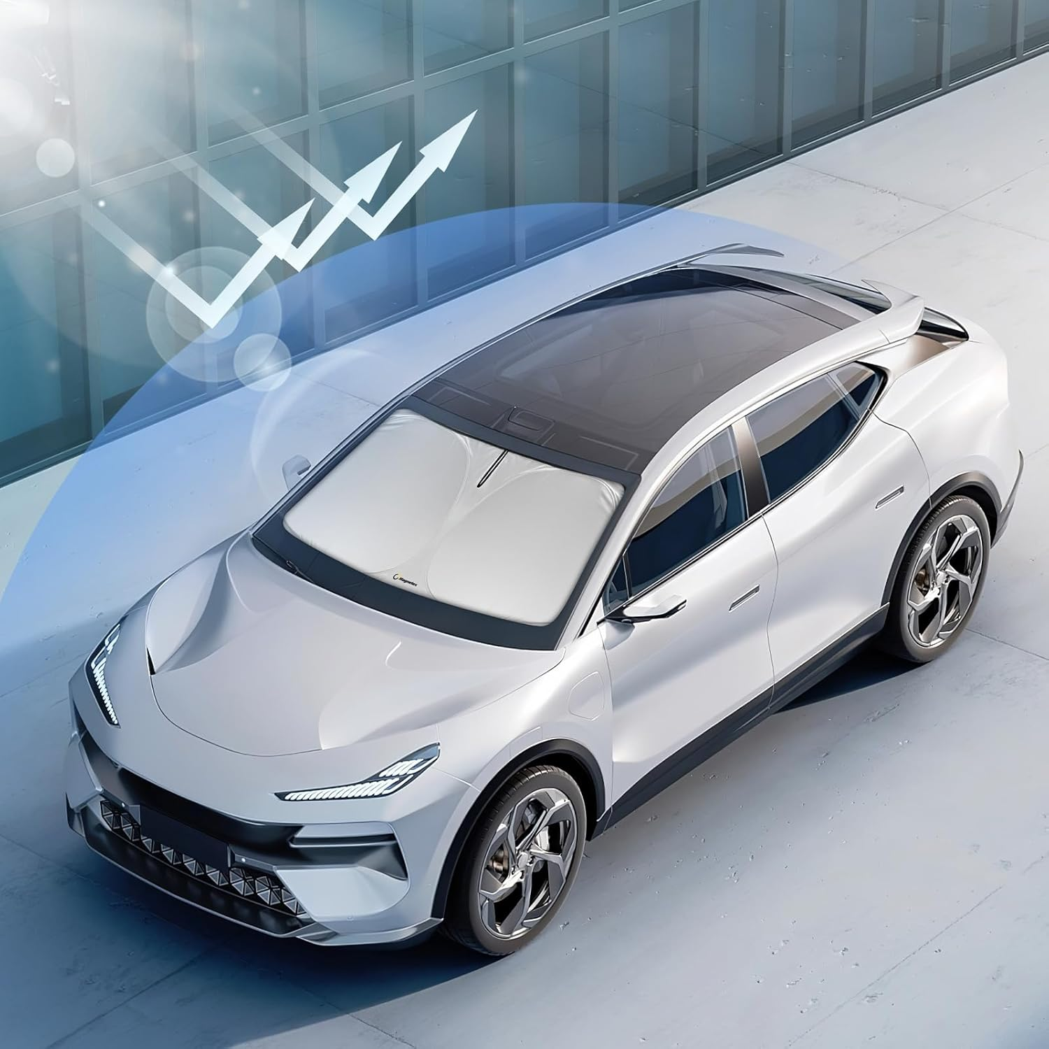 Windshield Sunshade for Hyundai Tucson 2022 2023 2024 2025 - Innovative No-Light-Pass Technology, Mirror Cut-Out, Blocks 99% UV Rays, Fade-Resistant, Easy-Fold Tucson Windshield Sun Shade