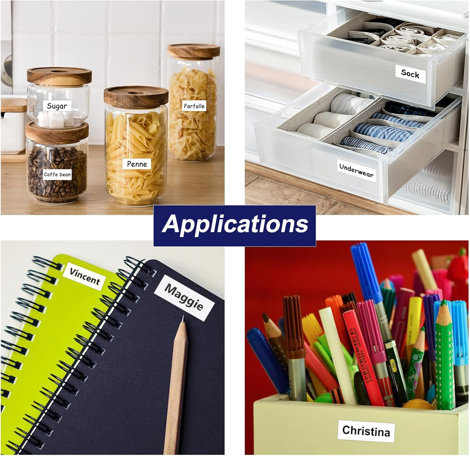 Weemay 8 Pack Compatible Label Tape Replacement for Dymo Letratag Refills 91331 (S0721660) Plastic 12Mm X 4M Black on White Label Tape for Dymo Label Maker LT-100T LT-100H LT-110T QX50 - White image number 3