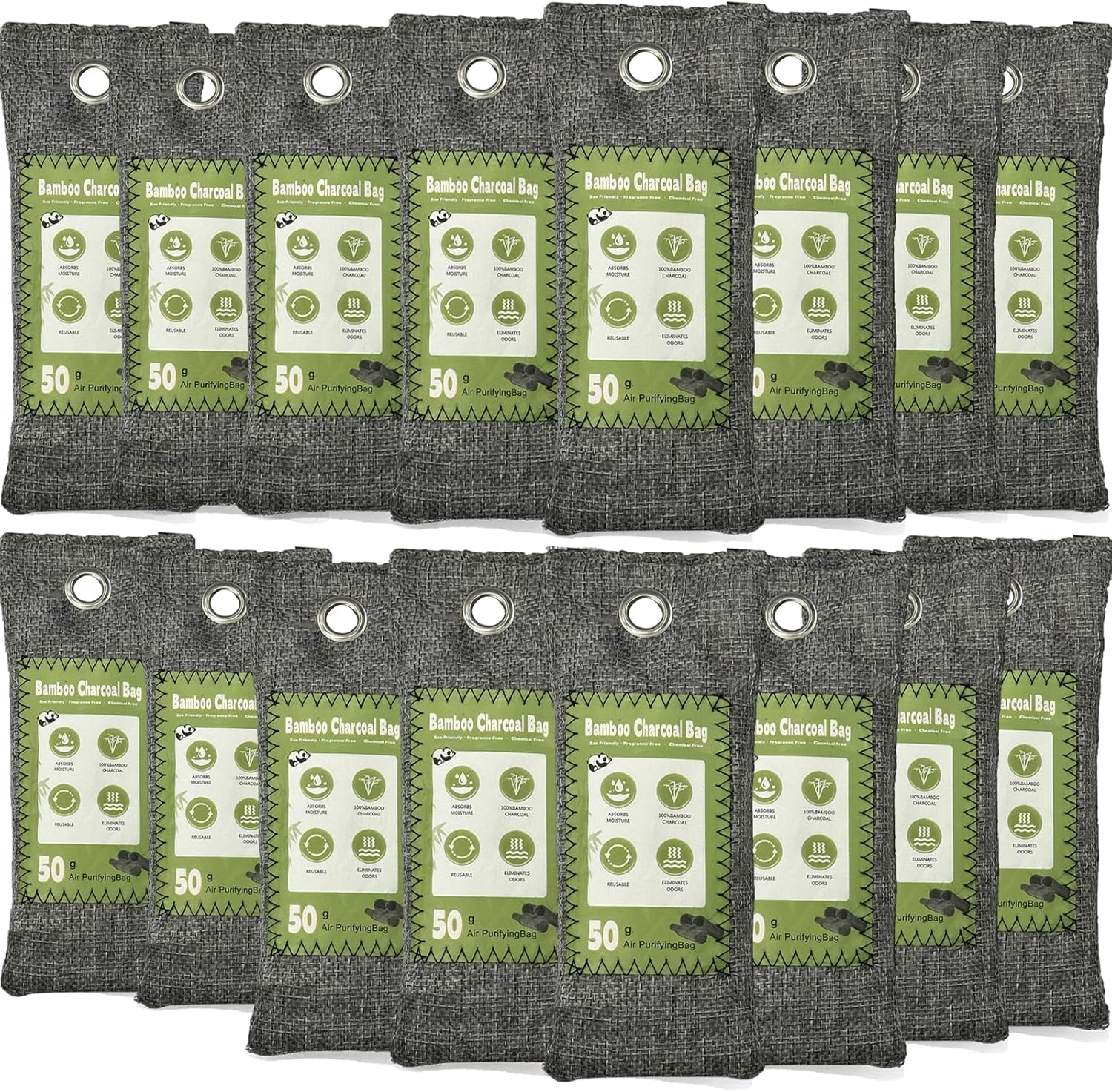 Bamboo Charcoal Air Purifying Bags, 16 Pack(16&times;50G), Charcoal Bags Odour Eliminator, Nature Fresher Charcoal Odor Absorber Bags, Charcoal Odor Absorber for Home, Car, Closet, Shoes, Car image number 1