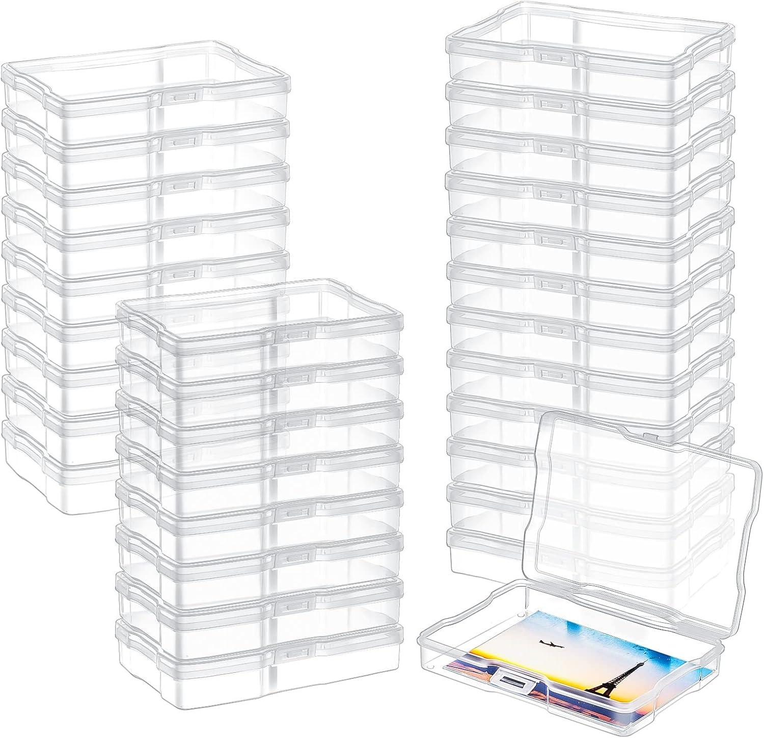Geelin 30 Pcs Clear Photo Storage Boxes for 4" X 6" Pictures Transparent Photo Case Plastic Photo Organizers and Storage Photo Storage Containers Photo Keeper for Photo Picture Card, 6.7 X 4.7 X 1.2'' image number 6