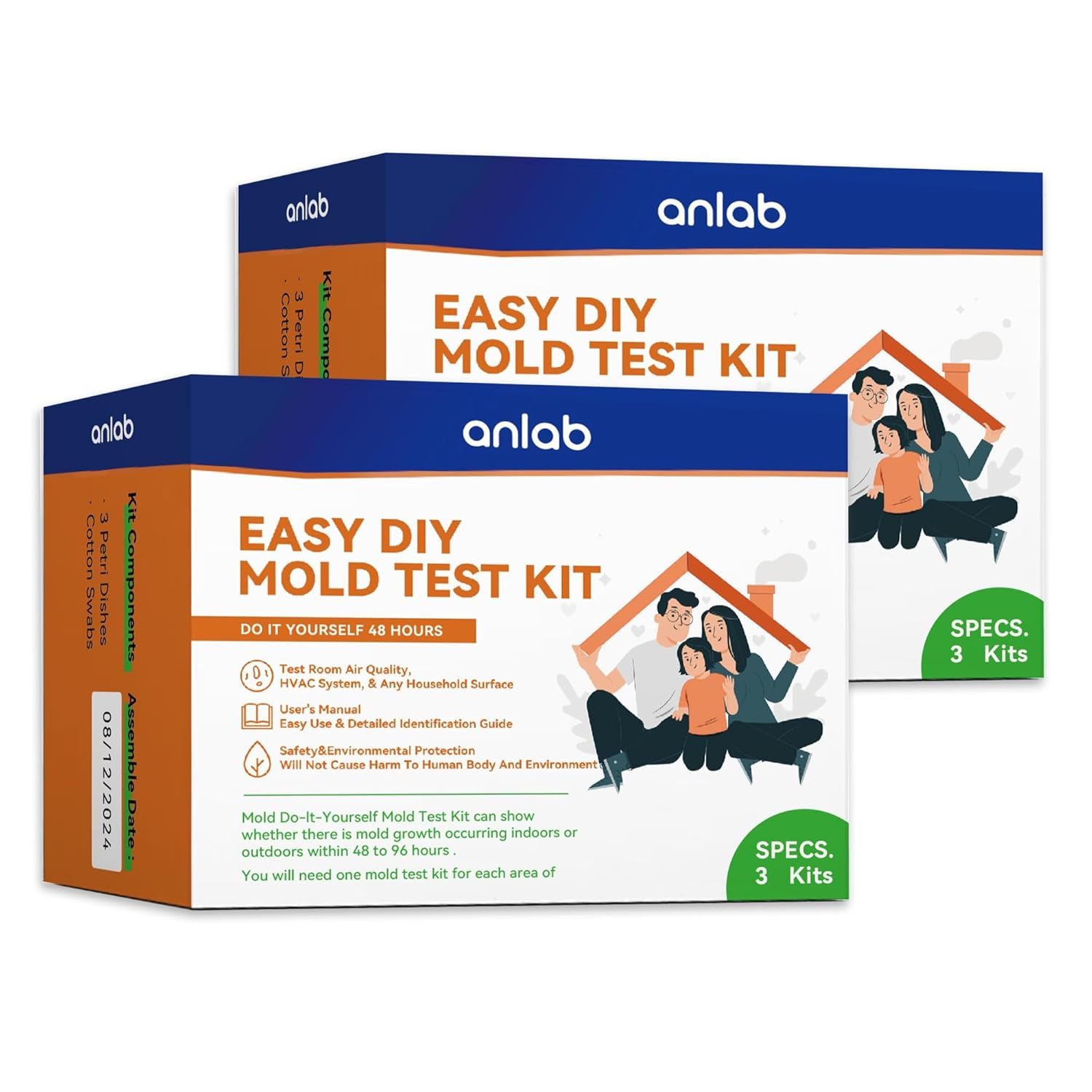 Anlab&trade;Mold Test Kit for Home - Do It Yourself Home Mold Detector | Test HVAC System | Home Surfaces | Indoor Air Quality Testing Kit - Identification Guide Included - Sealed Separately (Items of 6)