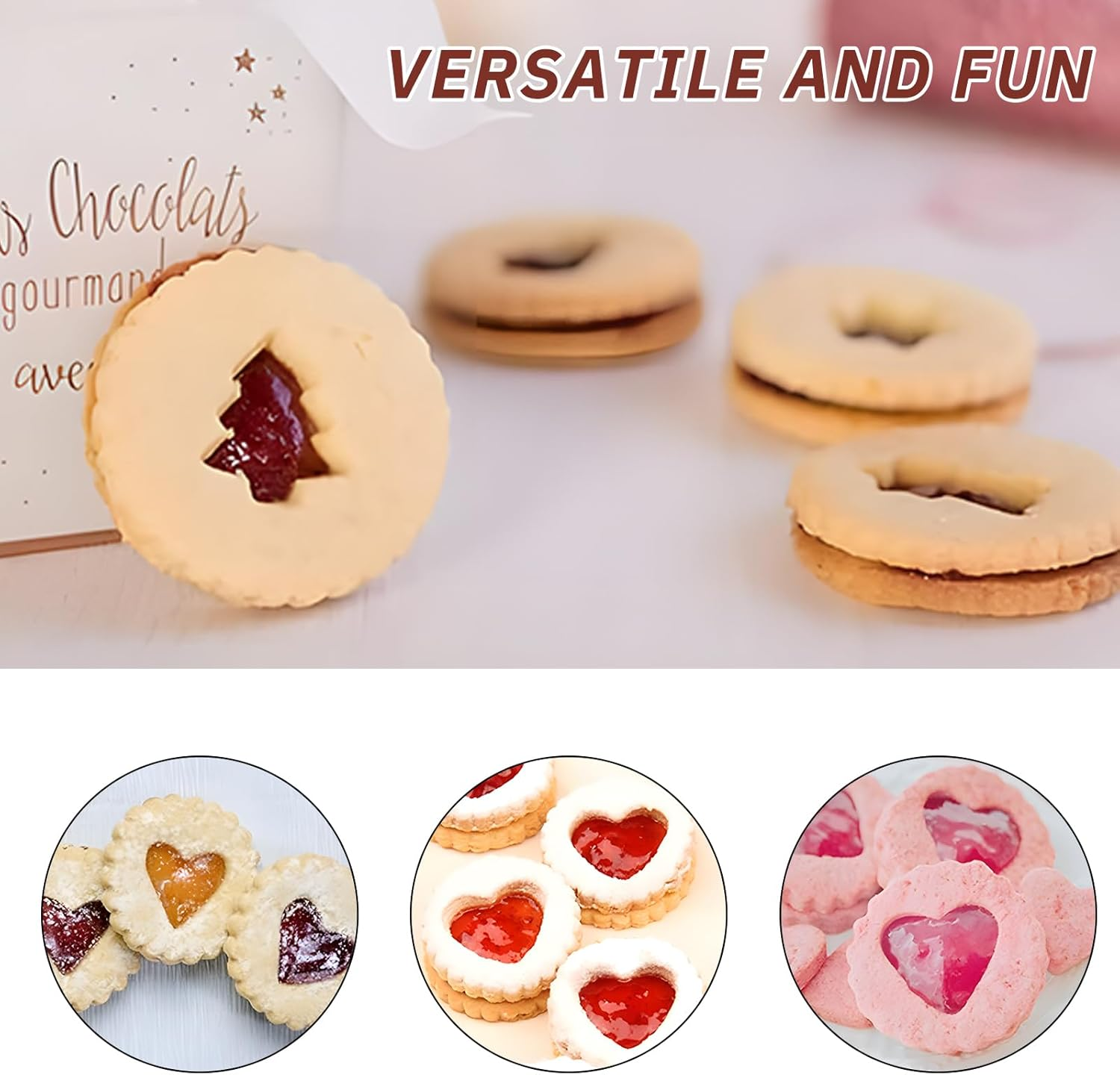 11 Pcs Christmas Cookie Cutters Set with 2 Cake Scraper, VEINARDYL Mini Christmas Holiday Stainless Steel Cookie Cutters for Baking, Christmas Tree, Snowman, Elk, Gingerbread Man, Snowflake, Angel image number 5