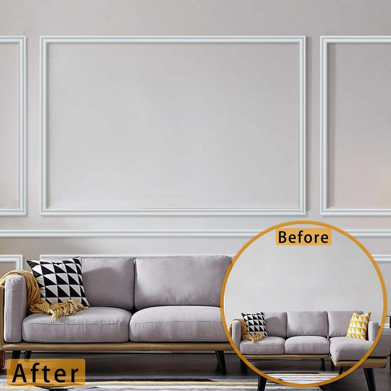 Peel and Stick Chair Rail Panel Molding Finish Trim for Home Decoration & Wall Protection (Paintable White, 3M X 6Cm) image number 4