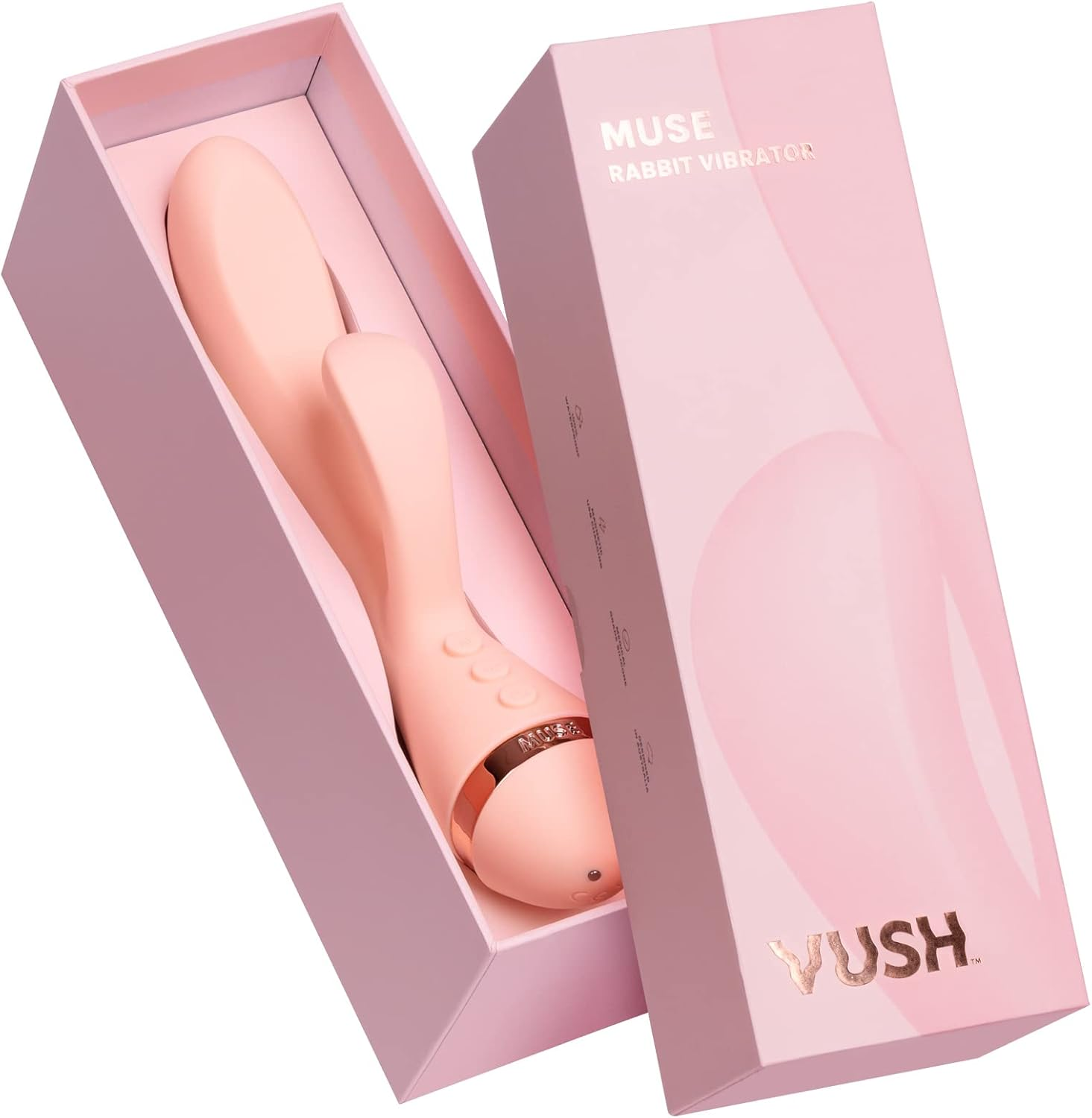 VUSH the Muse Rabbit Vibrator for Women - Flexible External Clitoral Vibration, Swaying Internal Arm, Waterproof, Rechargable (Pink)