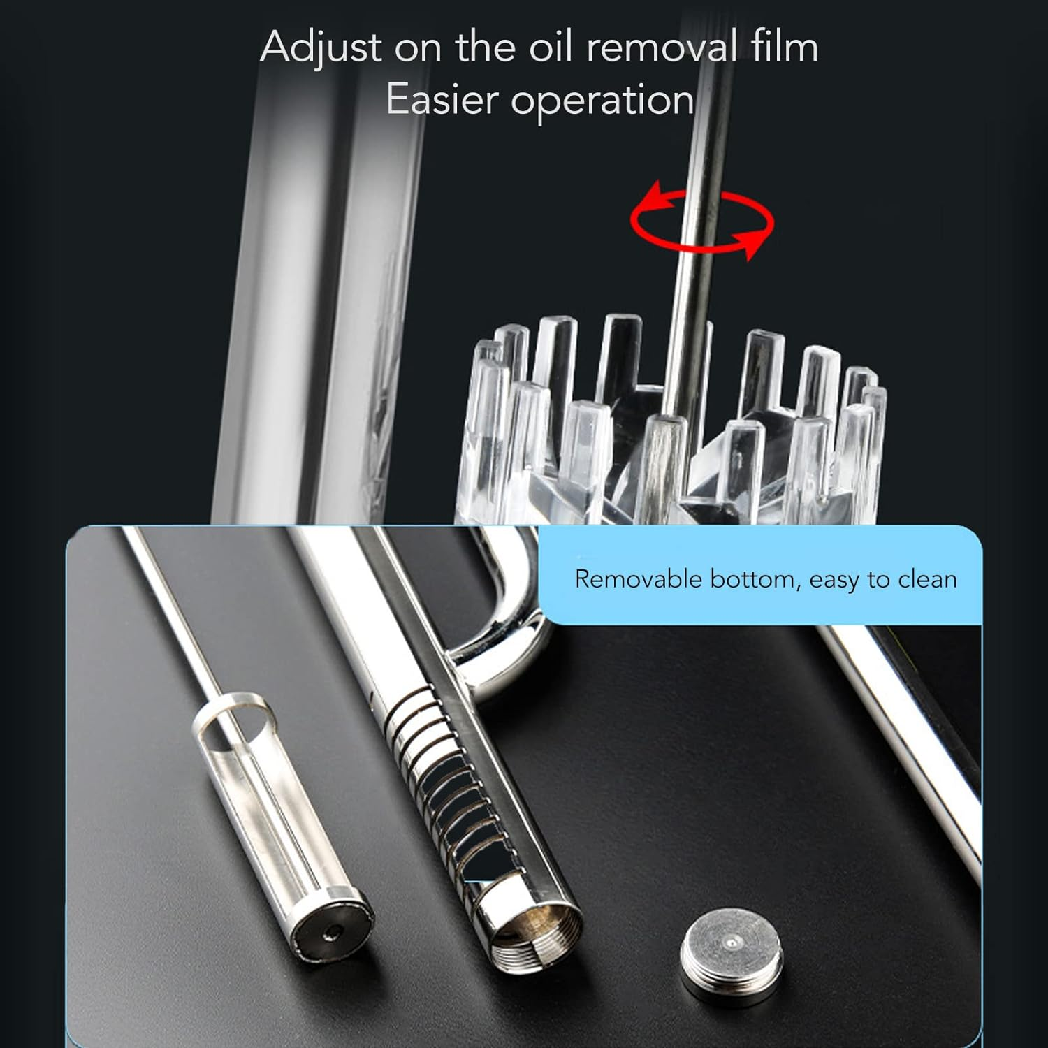 Metal Lily Pipe Surface Skimmer, Steel Stainless Inflow and Outflow Pipe Set Removes Surface Scum Pipe with 2 Acrylic Holders for Aquarium Planted Tank, Easy to Adjust (16Mm/0.63In) image number 2