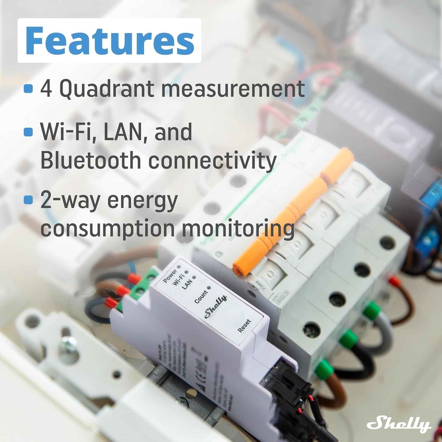 Shelly Pro 3EM (120A) | Wifi & Bluetooth 3-Phase Smart Energy Meter | 2-Way Consumption | Home Automation | Compatible with Alexa & Google Home | Ios Android App | No Hub Required | Solar Panels image number 2