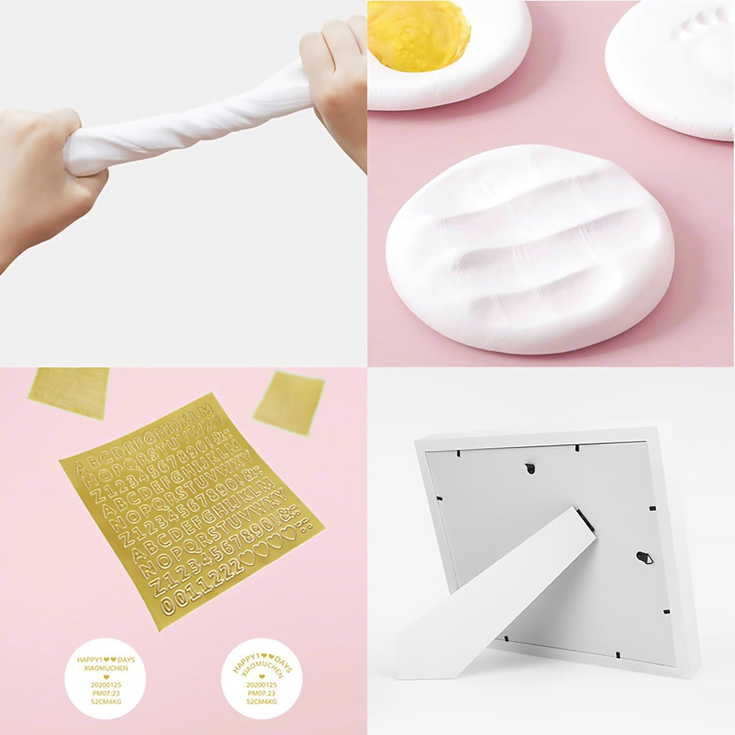 Mcstars Baby Handprint and Footprint Ink Pad Frame - Personalized Keepsake Kit with Gold Lettering and Organic Glass Display Perfect for Newborns Modern White Design Ideal Baby Memory Gift Nursery - Gold image number 2