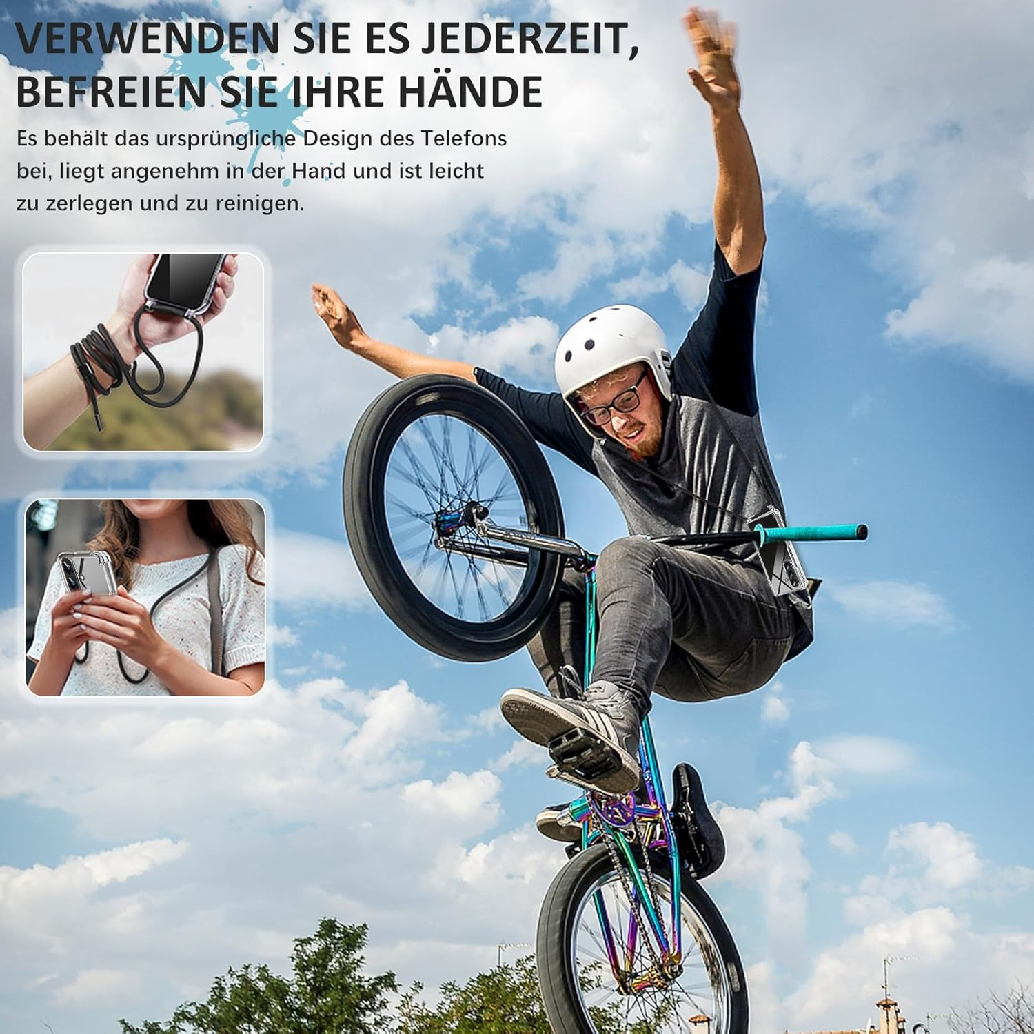 Mobile Phone Chain Case for Samsung Galaxy Z Fold 7, Case with Strap, Transparent Necklace Mobile Phone Case Z Fold 7 with Chain Cord Shoulder Ultra Thin Transparent Protective Case for Samsung Z Fold - Black image number 6