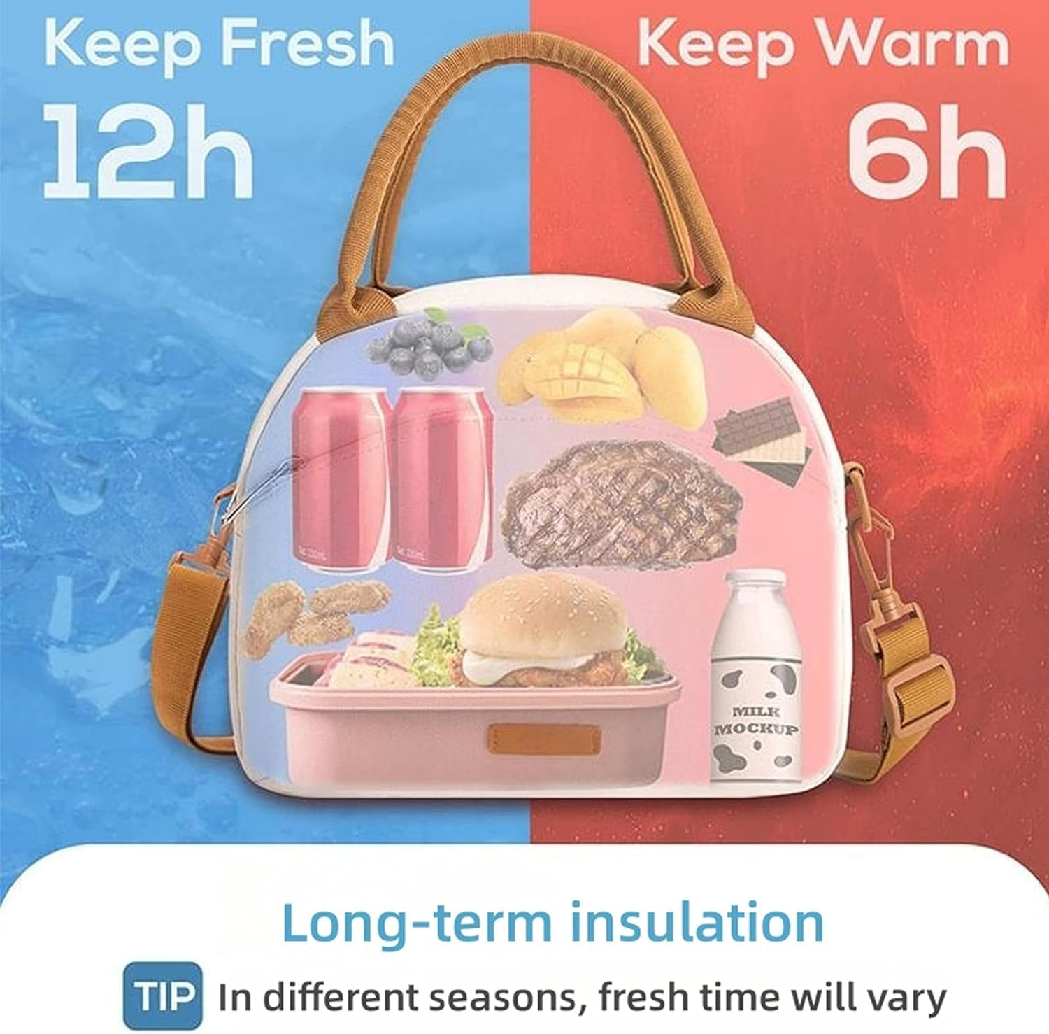 Lunch Bag Women Insulated Lunch Bag for Men Waterproof Lunch Cooler Bag Insulated Lunch Box for Women Portable Reusable Lunch Bag,With Adjustable Straps Can Be Used for Work,Picnic (Grey) image number 4