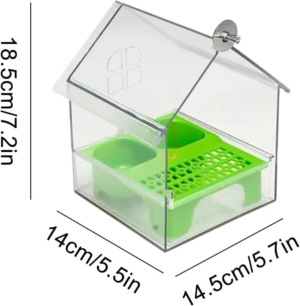 Bird House Feeders for Outdoors, Pull-Out External Parrot Feeder, Transparent Bath Tub Water Dish for Finch Parakeet Hummingbird Parrot Balcony Garden image number 1