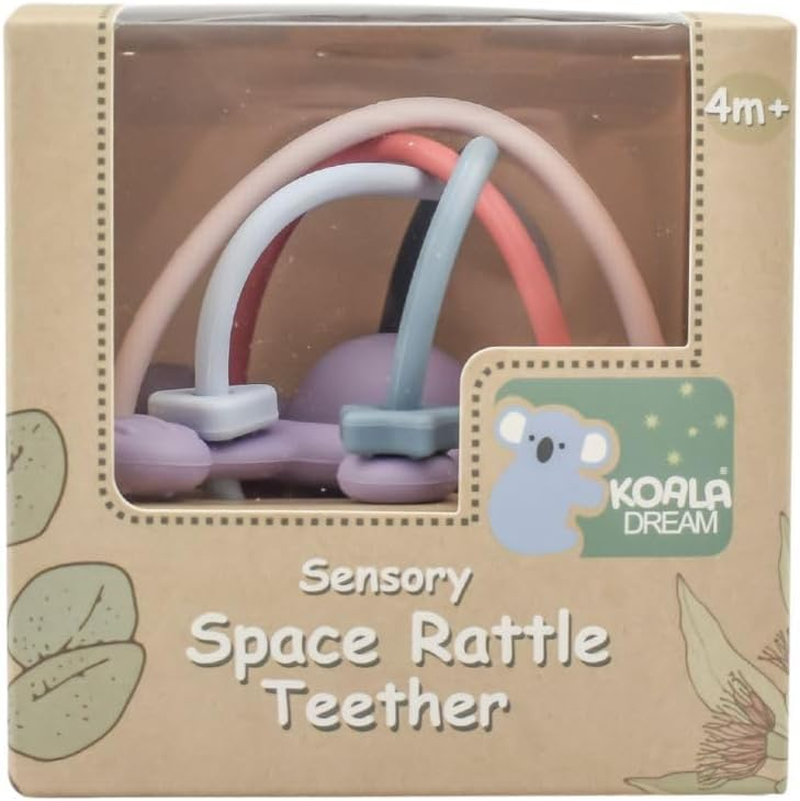 Koala Dream -CA3019B Silicone Sensory Space Rattle TEETHER Purple: Clutch Sensory Teether for Babies