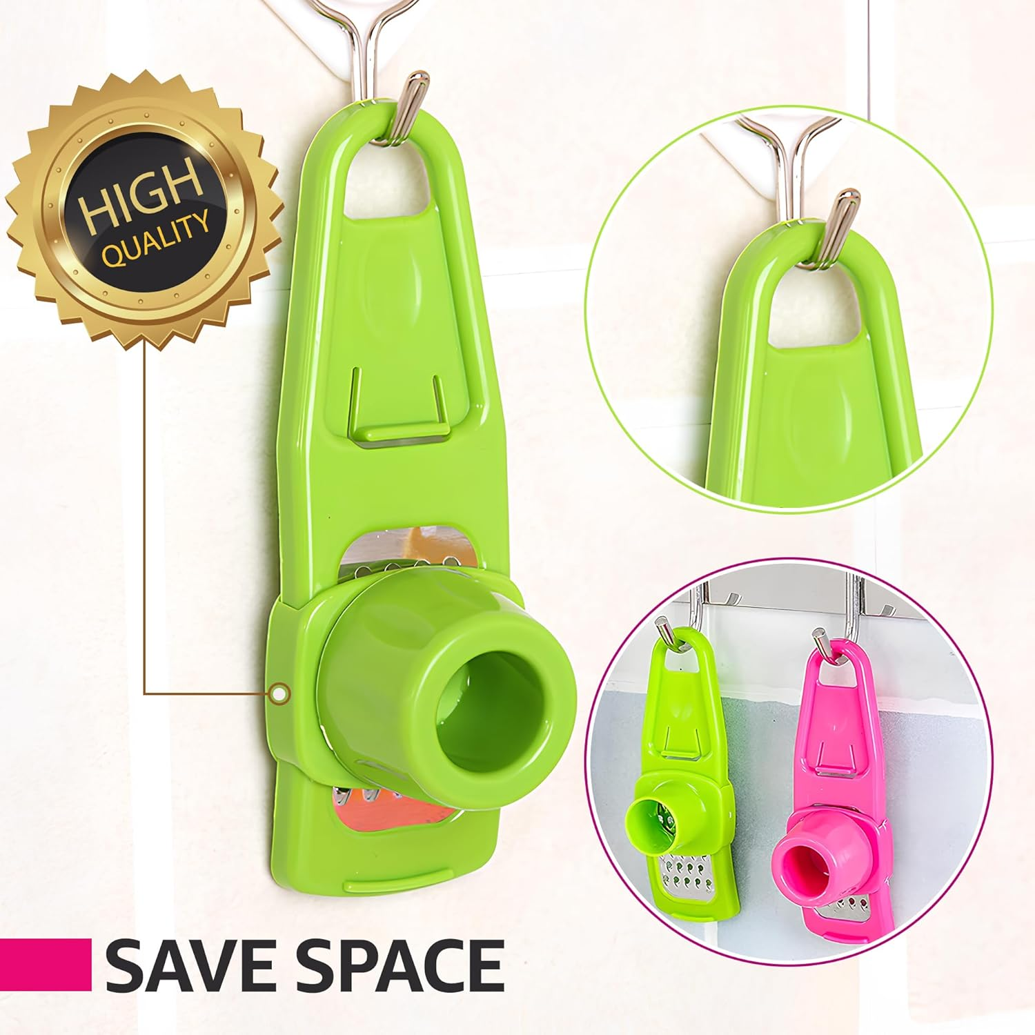 Landkitch-Garlic Grinder (2 Pack)-Hand Garlic Grinder-Small Hand Grinder for Garlic-Garlic Slicer-Garlic Mincer-2025 New Hand Press Garlic Chopper-Garlic Press Hand Specialty Tools (Green + Pink) image number 6