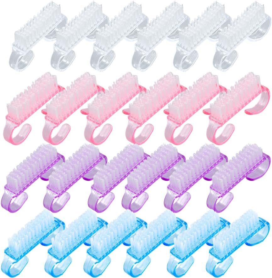 24 Pcs Nail Cleaning Brush with Handle Grip, Fingernail Scrub Cleaning Brushes Manicure Dust Brush Pedicure Scrubbing Tool for Toes and Nails, Home Garden Use image number 1