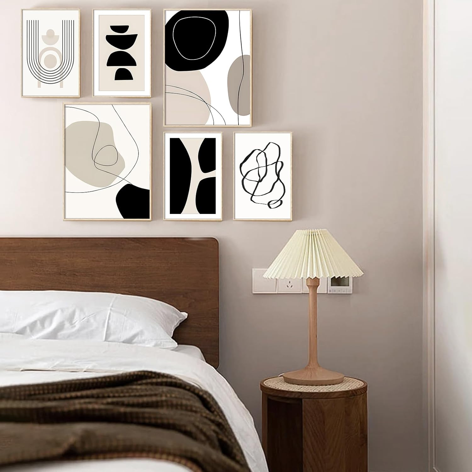 HONEYBABY Framed Canvas Wall Art for Living Room Boho Matisse Wall Art Minimalist Botanical Flower Wall Decor Modern Abstract Geometric Wall Poster Decoration for Bedroom Kitchen Bathroom Office (6PCS WALL ART 03, 12*16Inch+8*12Inch) image number 4