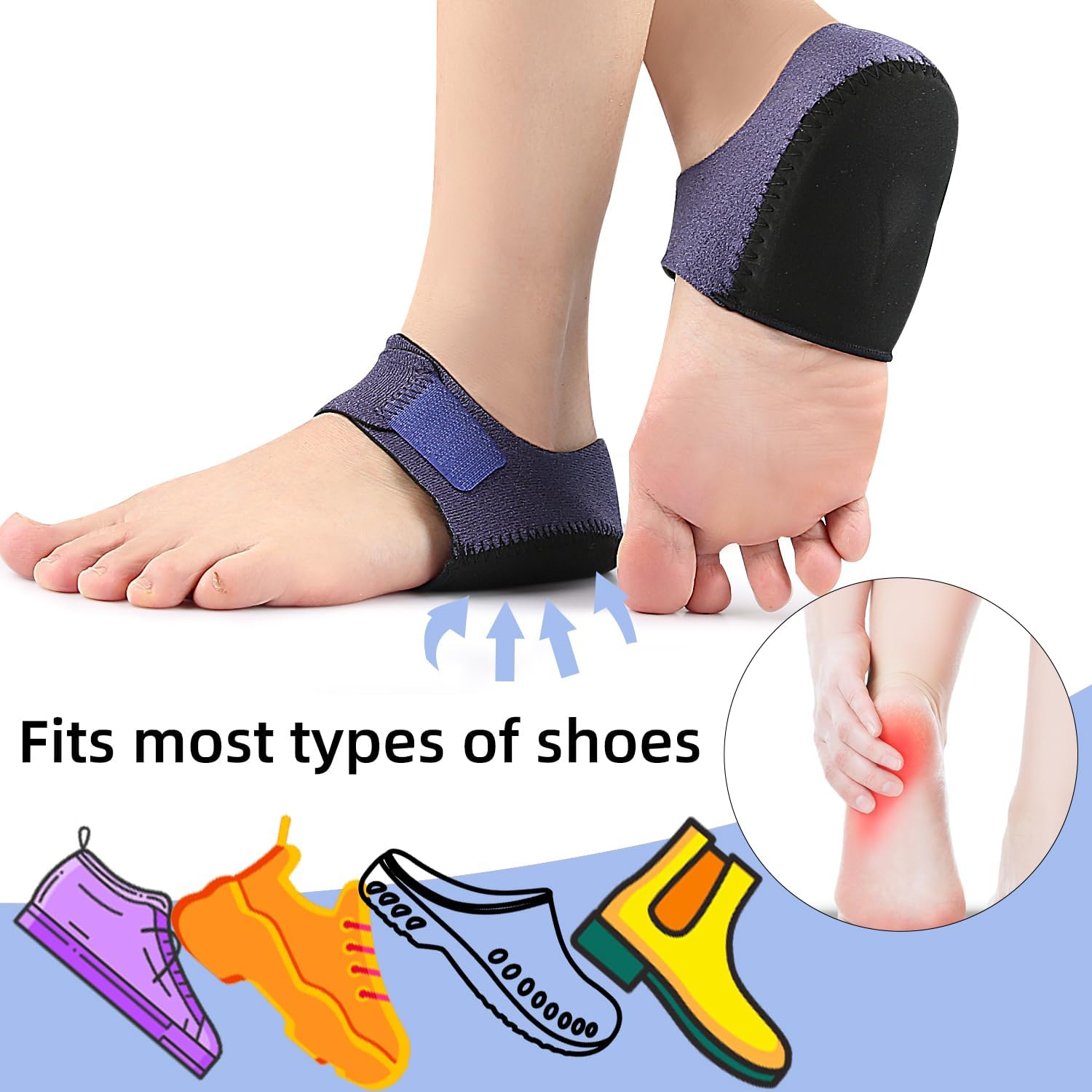 Heel Cups for Heel Pain, Heel Protectors, Heel Cushion Support for Women and Men (Large, Beige) image number 6