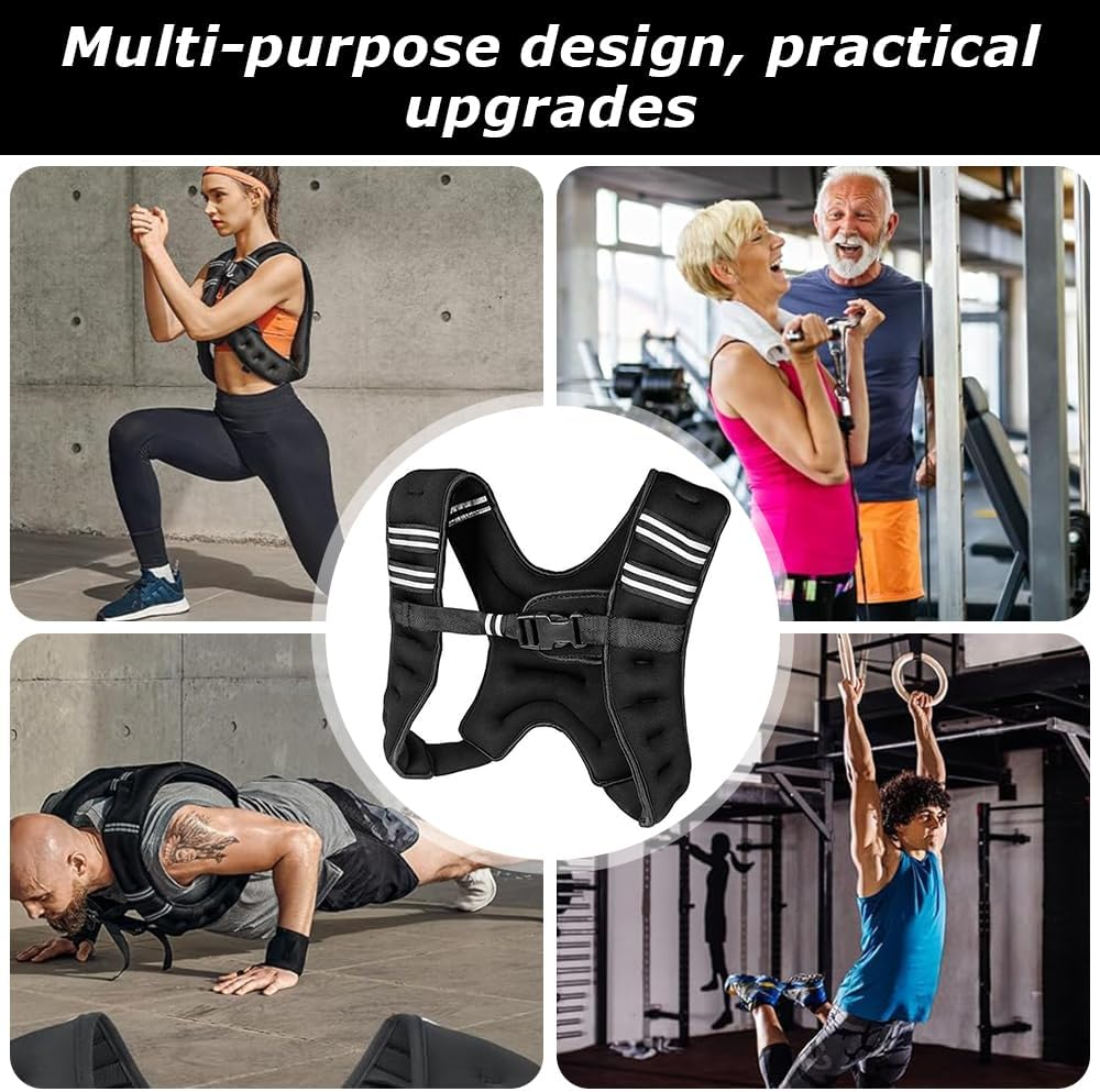TOMVAES Adjustable Weighted Vest for Men & Women, Multi-Functional Reinforced Training Vest for Cardio and Strength Workouts, Fitness, Outdoor Training（Black） image number 2