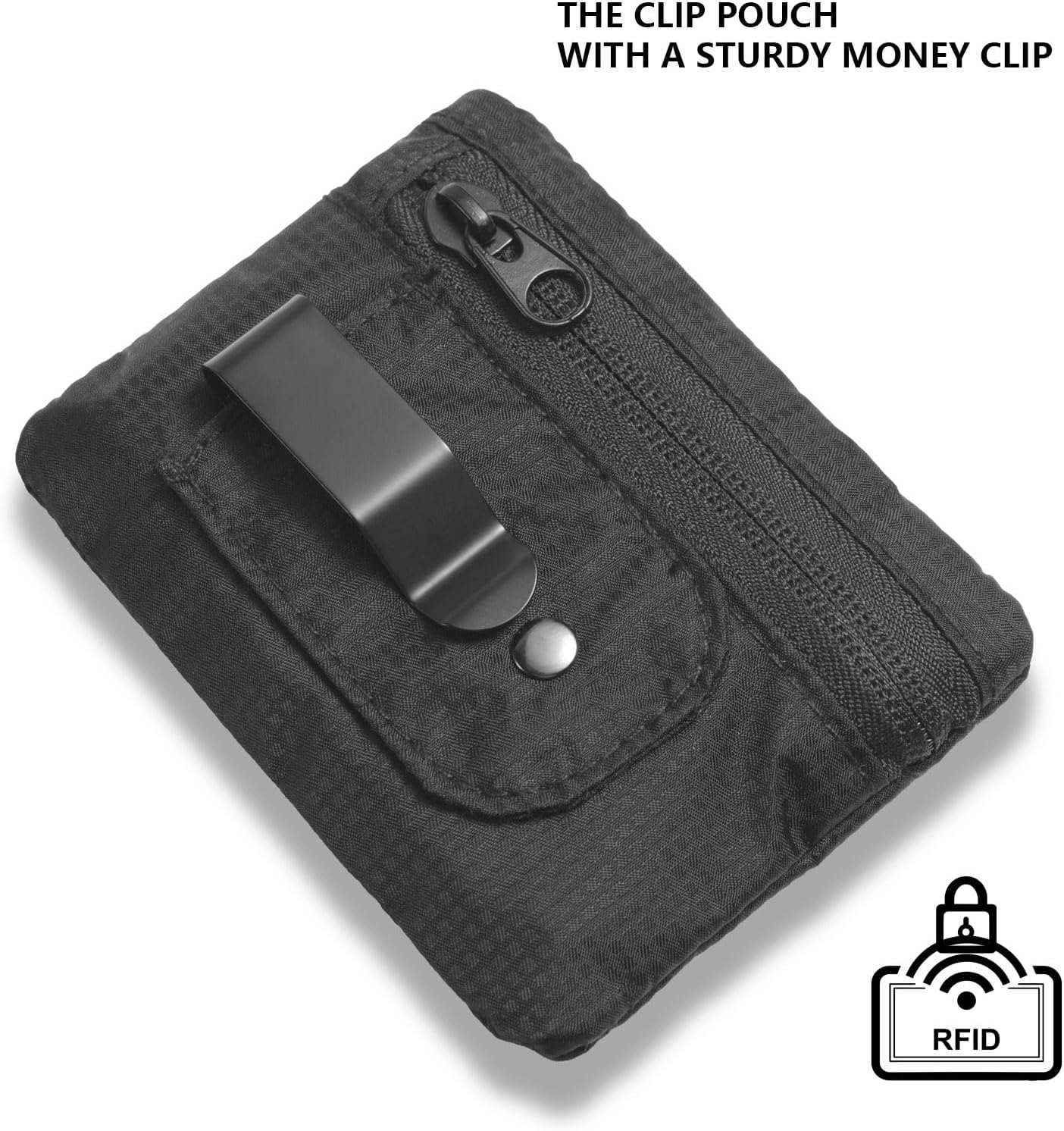 KOSMCCO RFID Blocking Clip Stash Pocket, Compact Hidden Travel Belt Wallet for Cards & Cash - Slim Pickpocket-Proof Design for Everyday Carry, Black image number 7