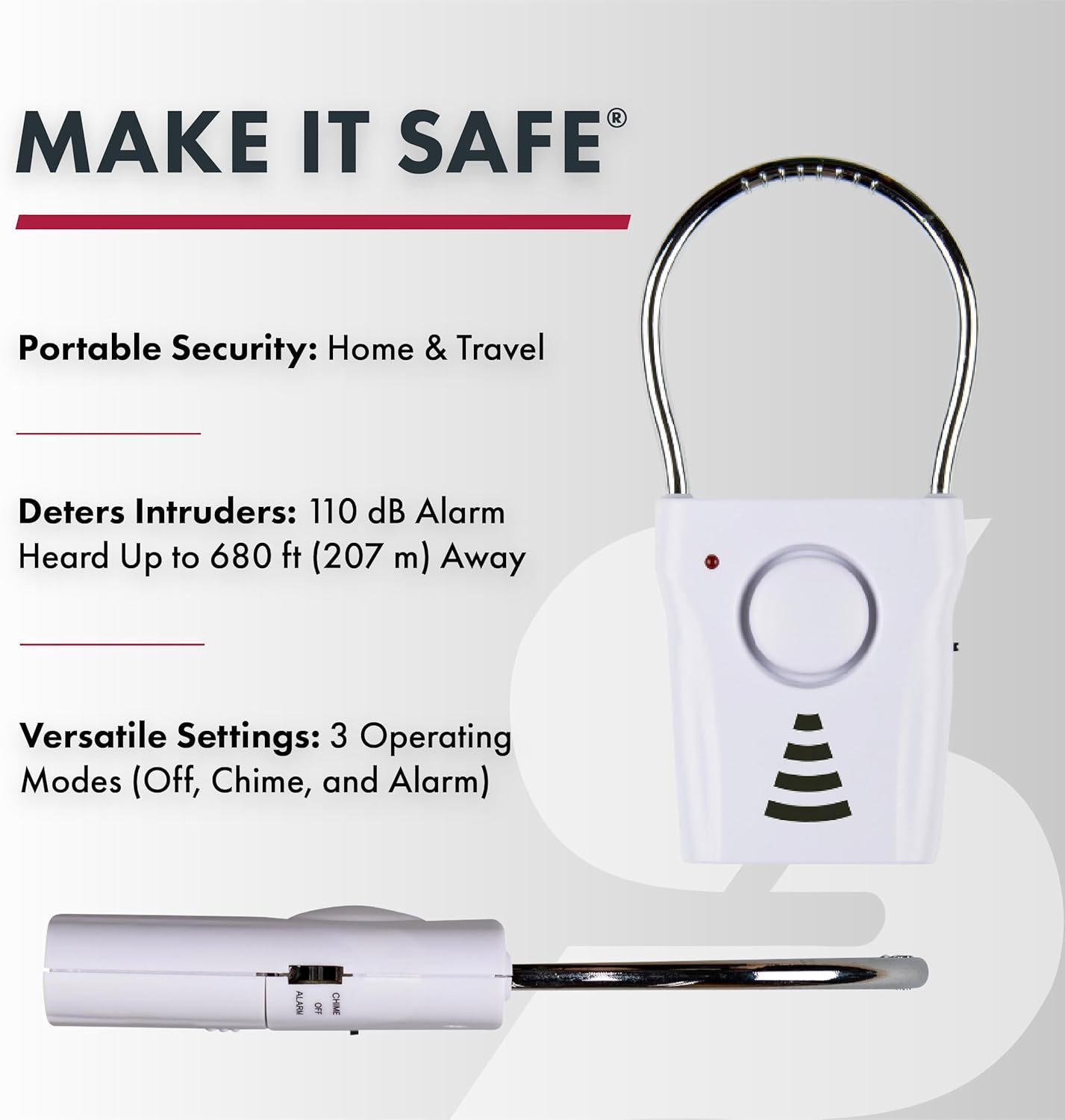 Sabre Door Handle Alarm &ndash; 110Db Door Alarm for Home Security &ndash; Audible up to 600 Feet (185M) Away &ndash; Vibration-Triggered Security Alarm Sounds When Door Knob Is Touched from Outside image number 5