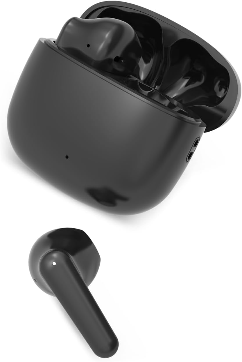 Contact Twins Nano Wireless Headphones with TWS Technology (True Wireless Stereo), Lightweight and Minimalist Headphones with up to 19 Hours Battery Life, Black image number 3