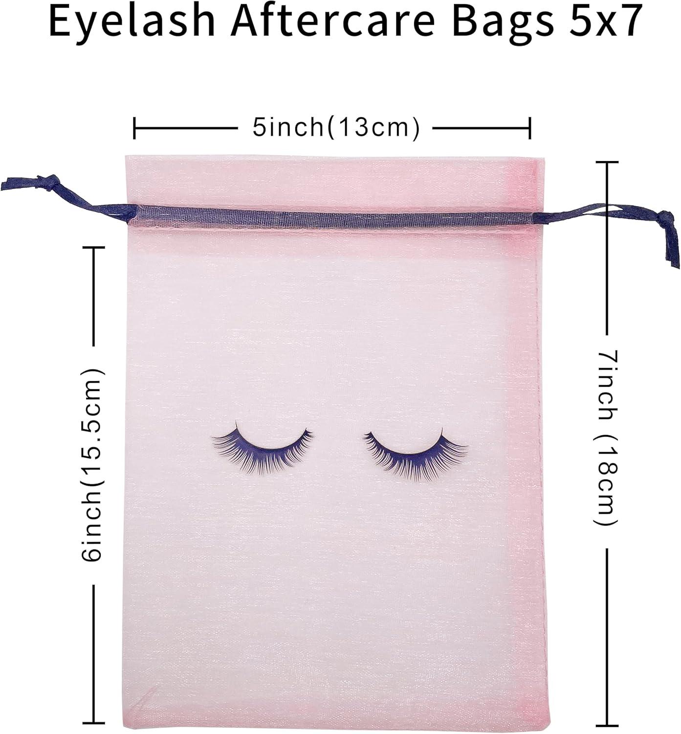 Jexila 100 Pack Pink Lash Bags for Clients Eyelash Aftercare Lash Extension Kit Bags Pink Mesh Makeup Bag with Drawstring Cosmetic Organza Gift Bag for Small Business Supplies