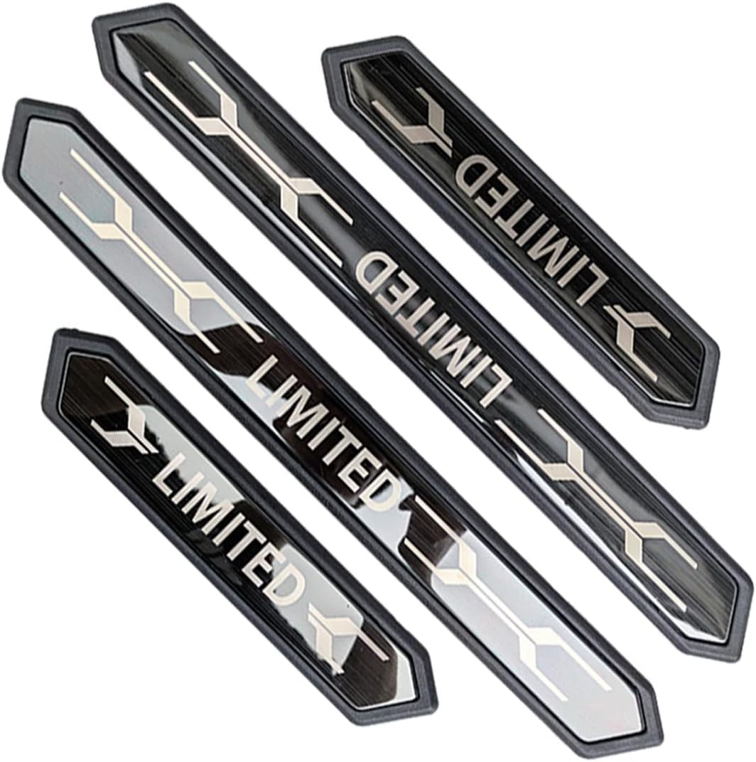 FEOYDS Stainless Door Sill Protector Kick Plate Entry Guard Kit for Toyota RAV4 Highlander Corolla Cross Venza Harrier Bz4X Kluger Limited 2023 Accessory (Black Limited Text) image number 6