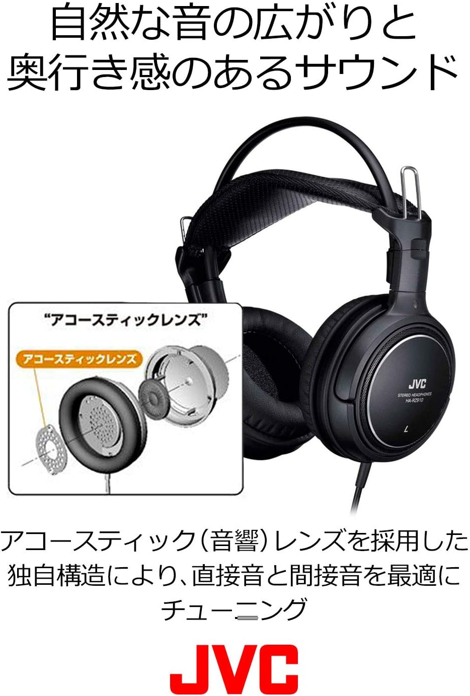 JVC Kenwood JVC HA-RZ910 Sealed Stereo Headphones Indoor (TV & Gaming) with 1.2M + 2.3M Extension Cord image number 6