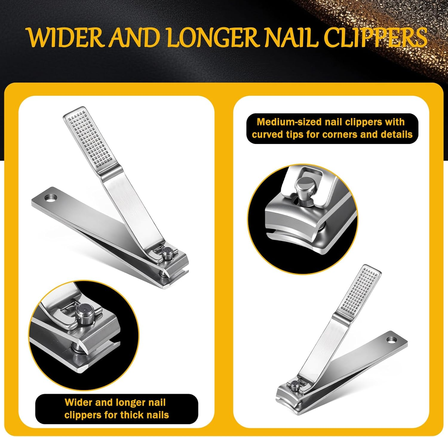 2 Pieces Straight Nail Clippers for Thick Nails Toenails Clippers Sharp Stainless Steel Nails Cutters Professional Nail Trimmer for Men Women image number 3