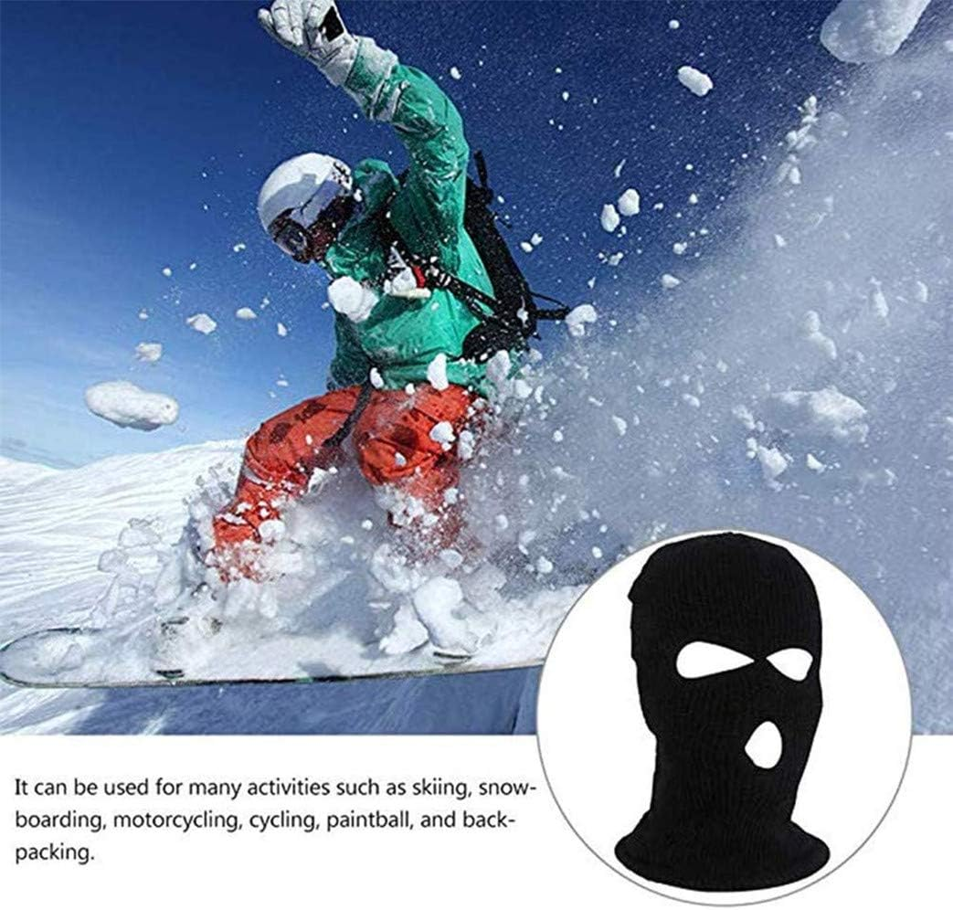 3 Hole Winter Knitted Mask, Outdoor Sports Full Face Cover Ski Mask Warm Knit Balaclava for Adult - Black+Grey image number 4