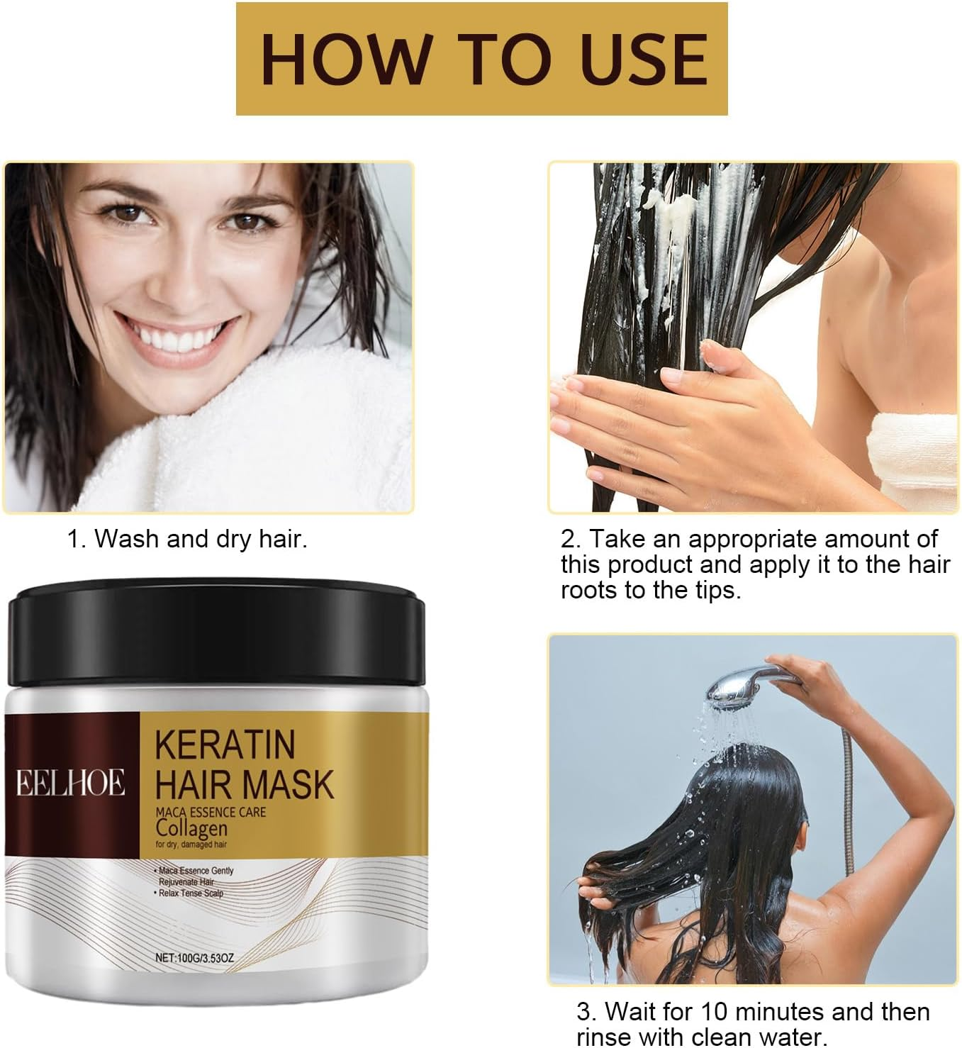 Intensive Repair Hair Mask with Cetyl Alcohol & Cetrimonium Chloride &ndash; Deep Conditioning Treatment for Damaged Hair, Repairs Split Ends & Tangles, Lightweight Non-Greasy Formula image number 5