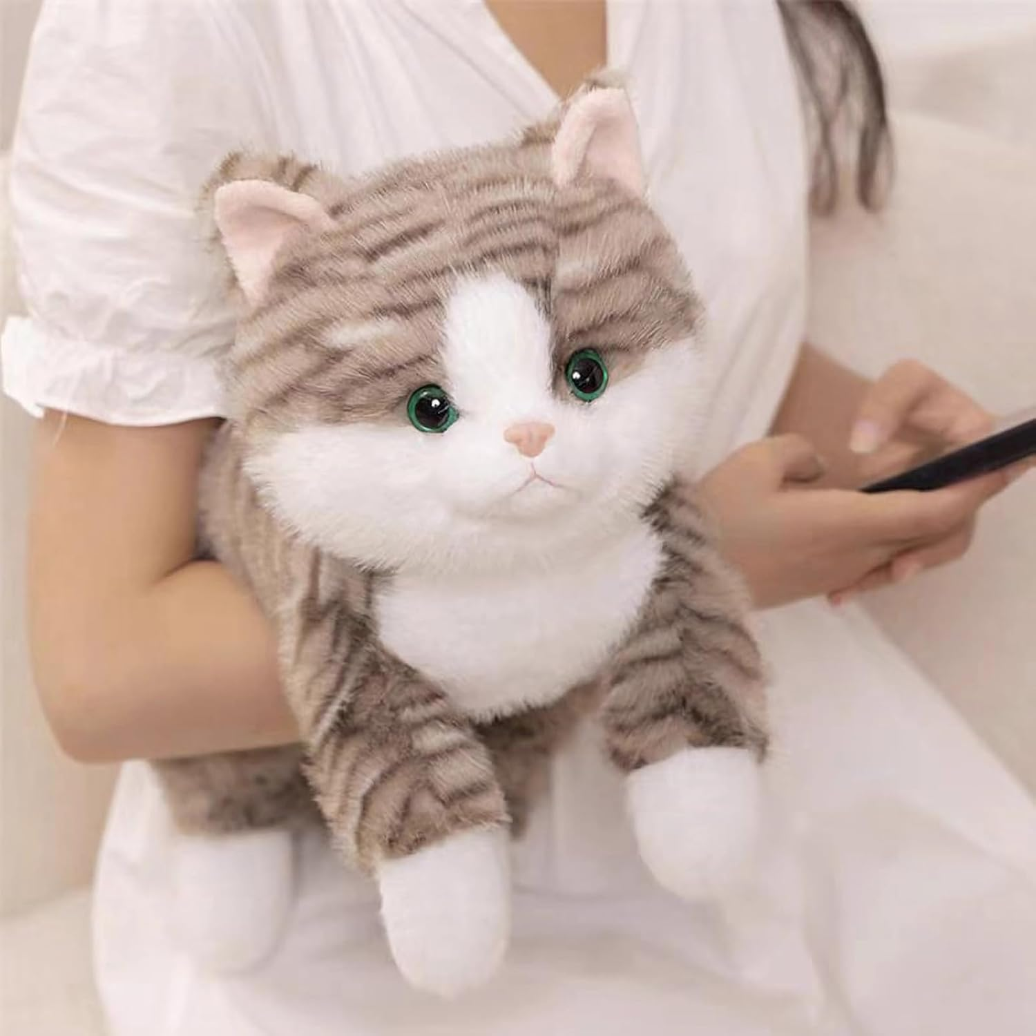 Weighted Toy Stuffed Animal 45CM 0.9KG, Realistic Weighted Stuffed Cat Plush Toy Throw Pillow, Orange Weighted Stuffed Animals for Kids and Adults