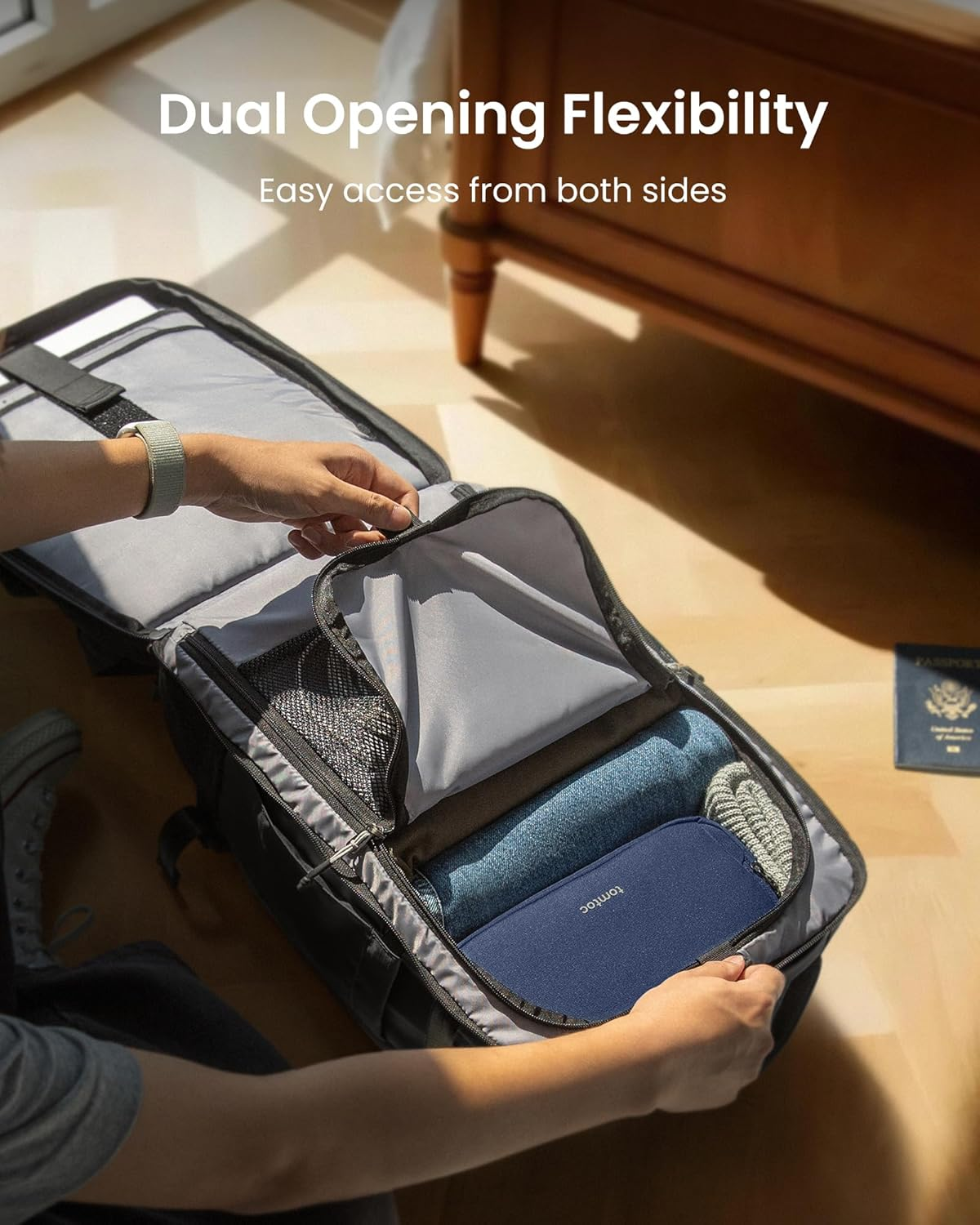 Tomtoc Carry-On Travel Backpack, Tsa-Friendly Flight Approved, Lightweight Business Rucksack, Water-Resistant Durable Bag for Vacation/Weekend/Overnight Trips, 28L/40L image number 5