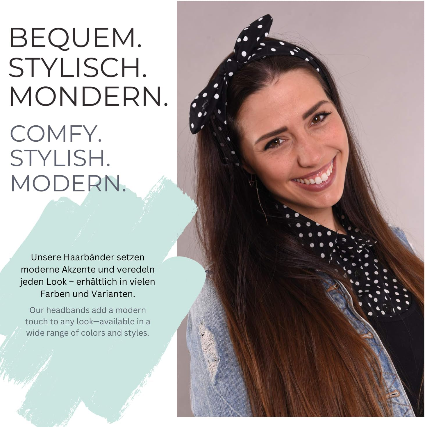 Stylebreaker 04026036 Women'S Headband with Polka Dot Pattern, Bow and Elastic Band, Headband, Pinup, Rockabilly, Hair Accessories, Colour: Beige/Black image number 2