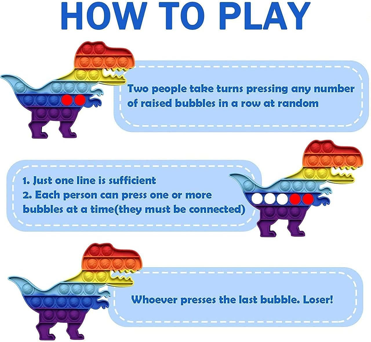 Push Pop Pop Bubble Sensory Fidget Toy, Squeeze Sensory Toy,Silicone Stress Reliever Toy,Autism Special Needs Stress Reliever,For Family,Kids,Students,And Friends (Dinosaur New) image number 6