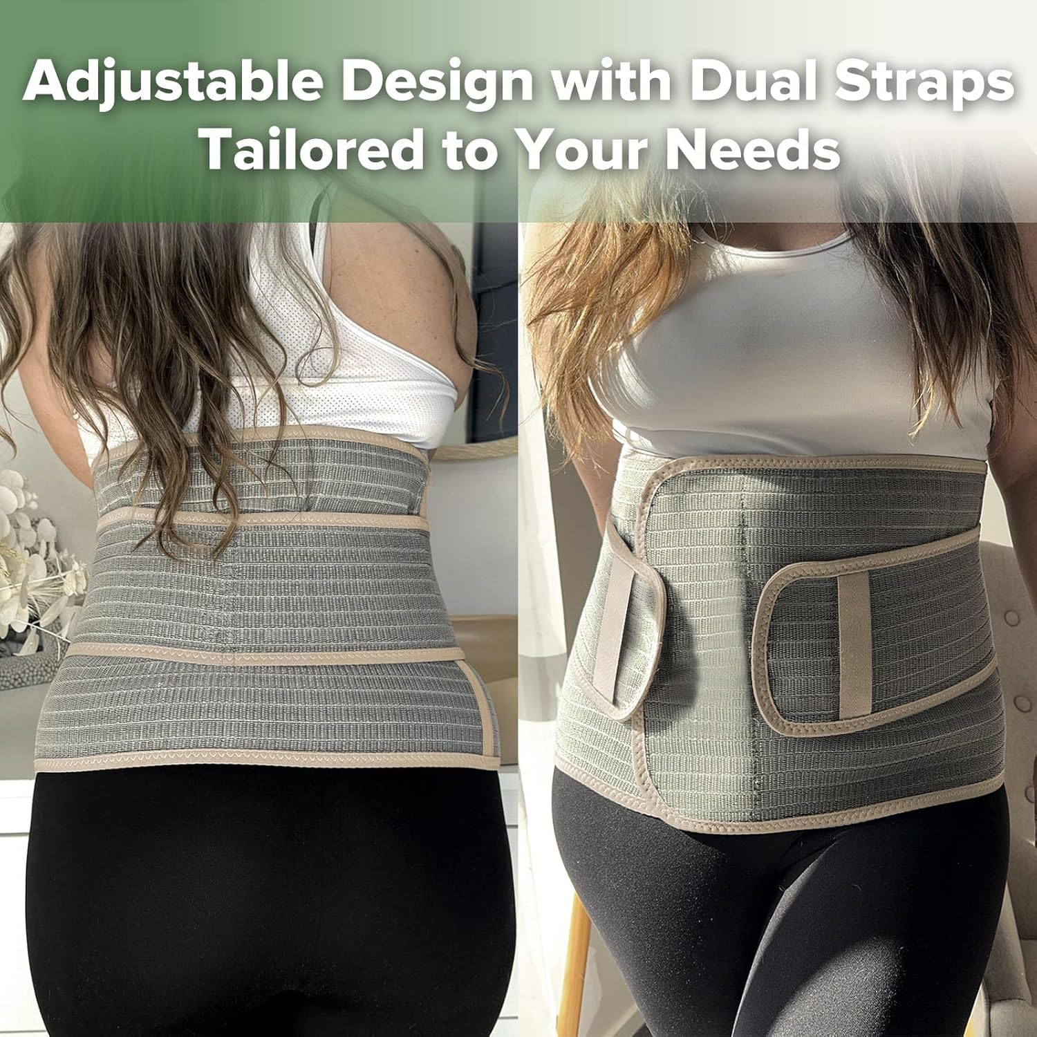 Haakaa Postpartum Belly Band, Postpartum Belly Wrap Back Support, Natural Delivery & C Section Recovery Band Waist Shaper, M Almond image number 4